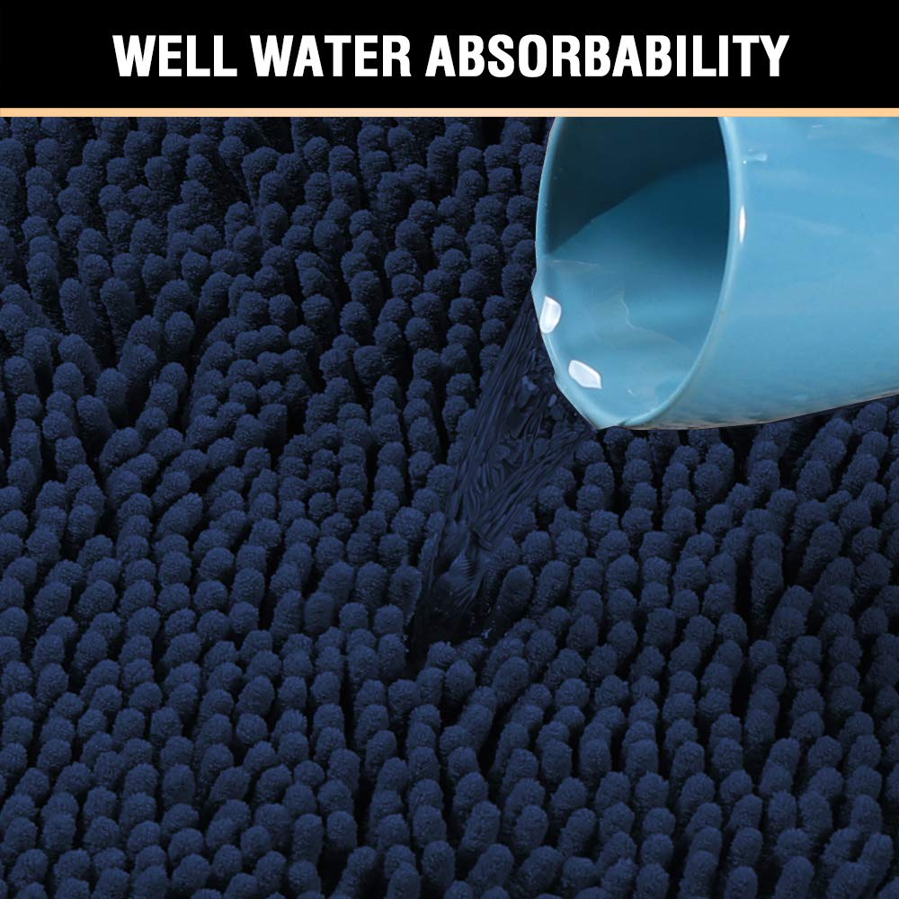 Premium Non-Slip Navy Chenille Bath Mat 36