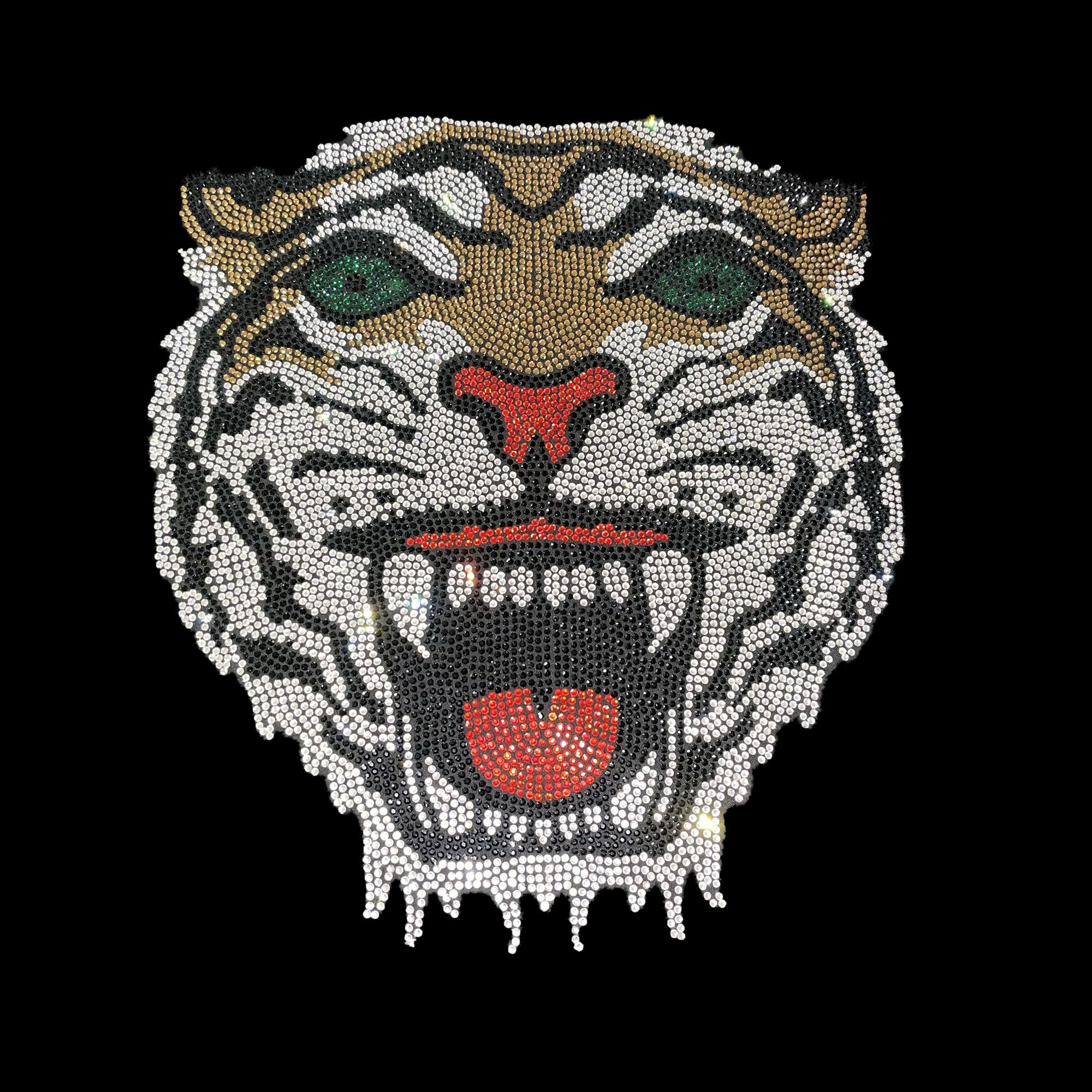 Rhinestop Wild Tiger Iron-on Rhinestone Design for DIY Clothing & Costume Embellishment | Sparkling Rhinestone Patch for Jackets, Jeans, Bags & Dancewear