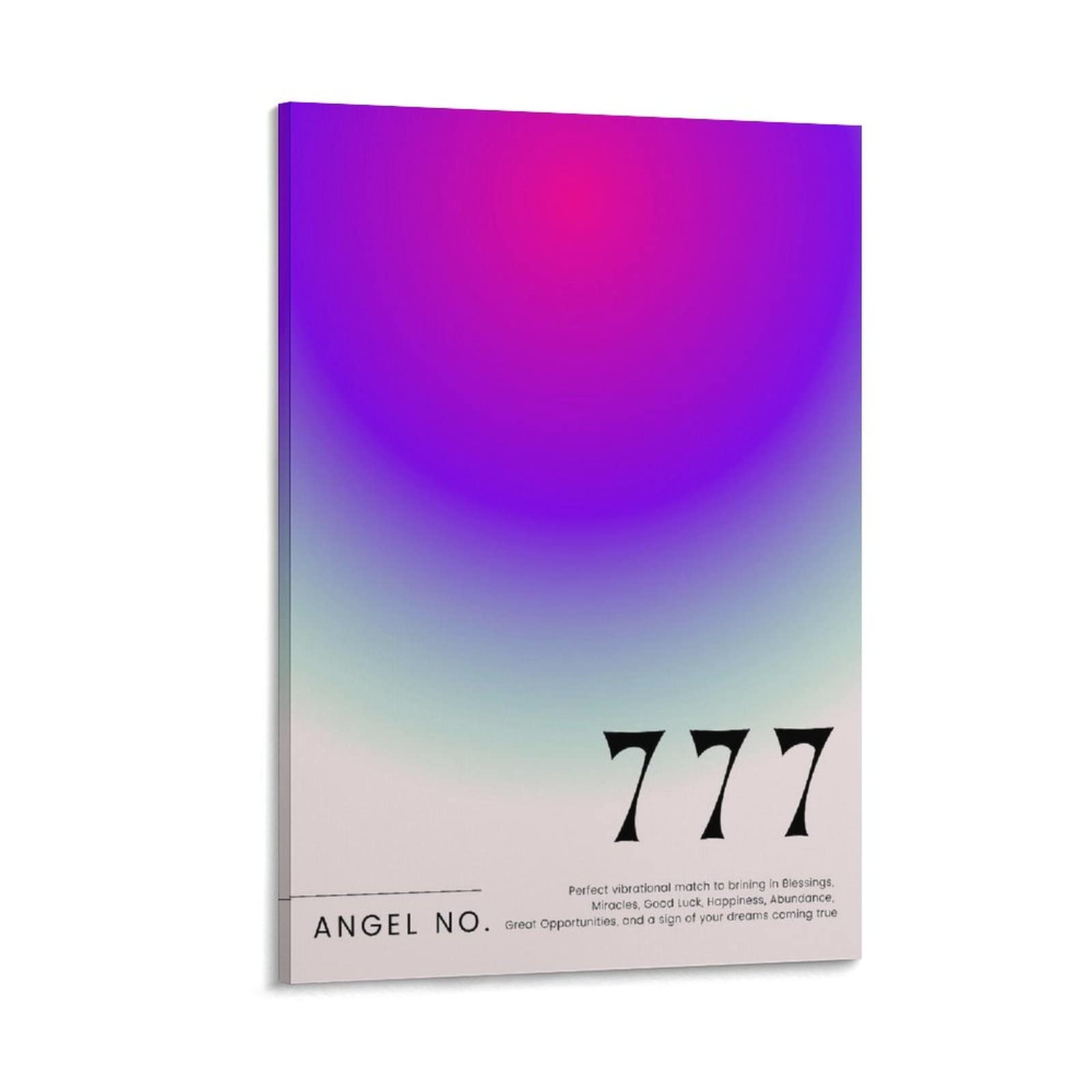 777 Angel Number Inspirational Canvas Wall Art Poster - Spiritual Decor for Bedroom, Living Room, Office - 20x30 Inches (50x75cm) - Perfect for Meditation Spaces, Yoga Studios & Gift Giving