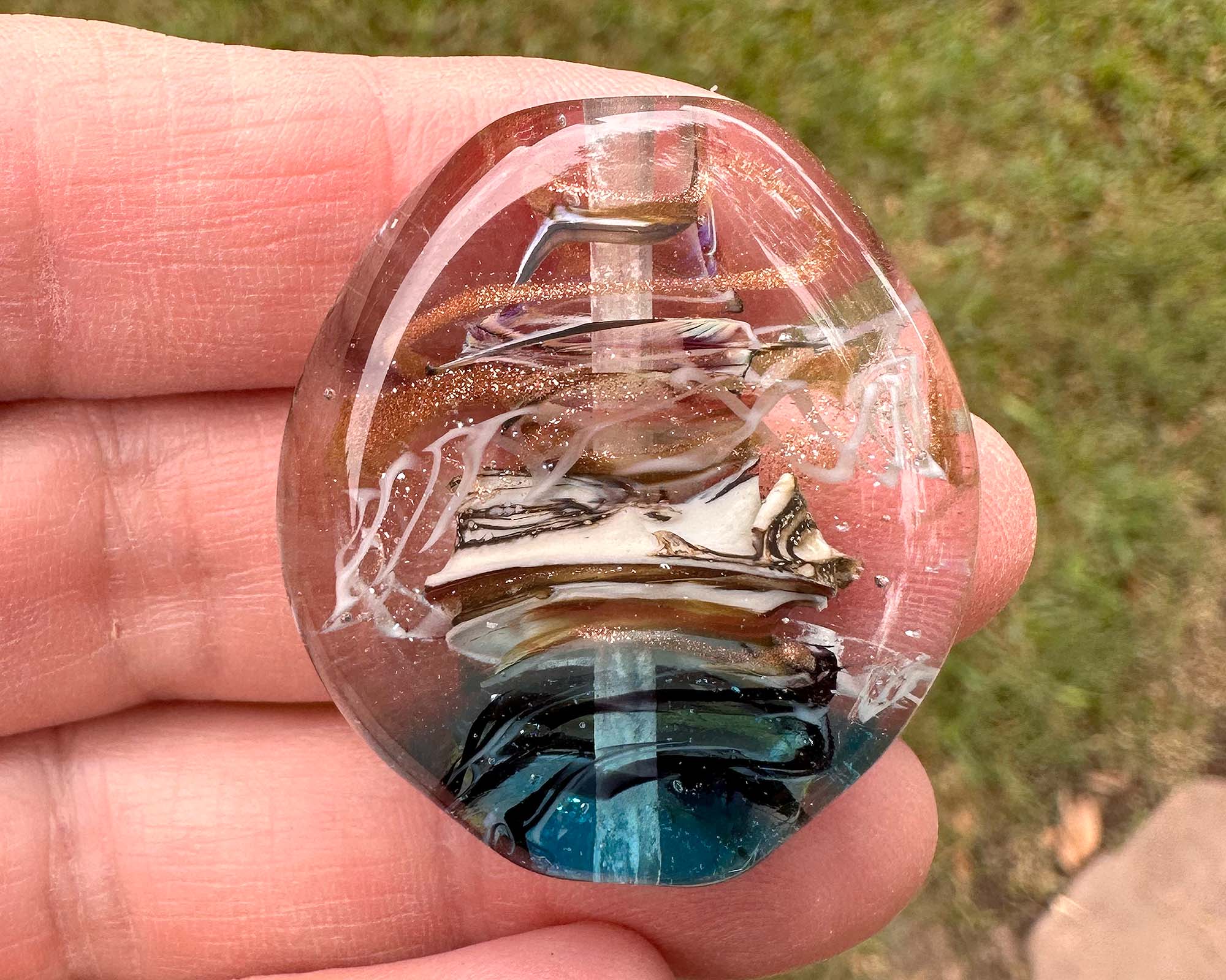 Aqua Bay Swirl Lampwork Glass Focal Bead - Handmade SRA Jewelry Bead for Necklaces, Bracelets & DIY Craft Projects - Perfect for Beading, Jewelry Making & Unique Gift Ideas