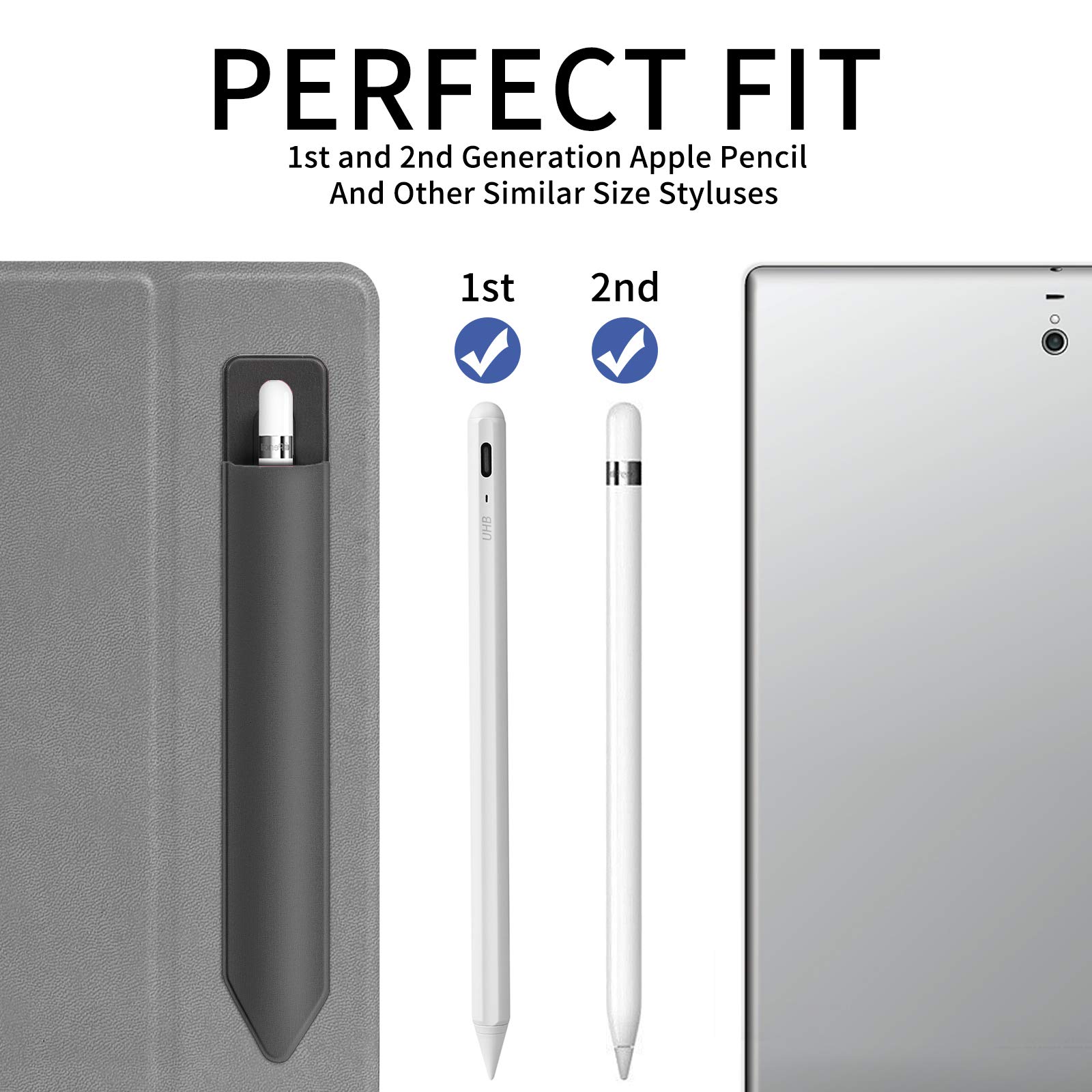2 Pack Apple Pencil Holder Sleeve for 1st & 2nd Gen - Compatible with iPad Pro 11/12.9
