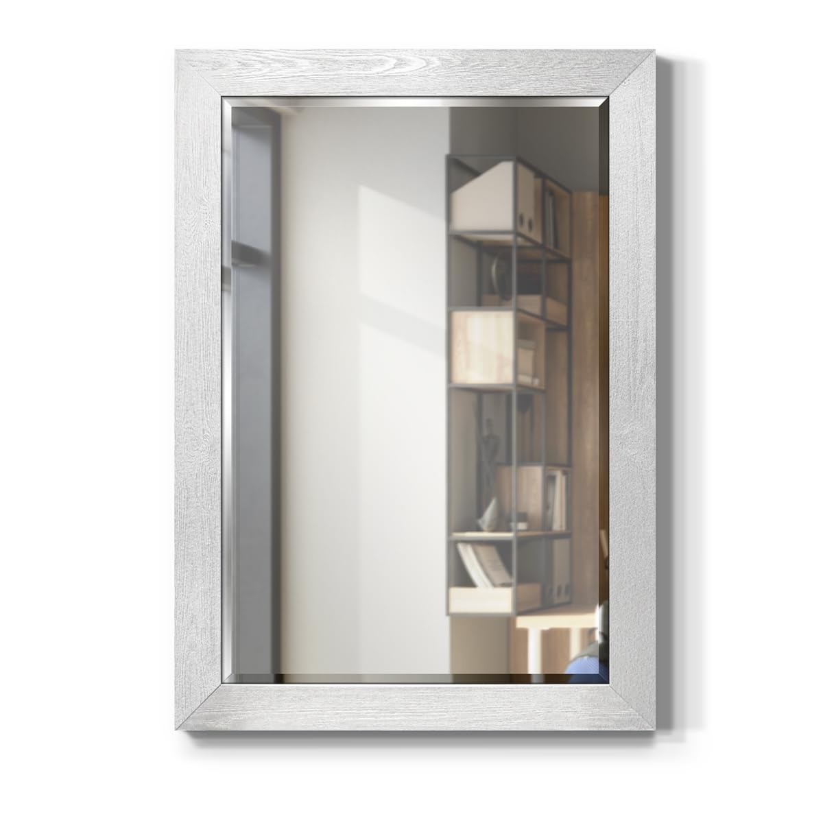 Rustic Barnwood Rectangular Framed Wall Mirror - Silver Finish, 29x41 Inches - Perfect for Farmhouse, Living Room, Bedroom & Entryway Decor