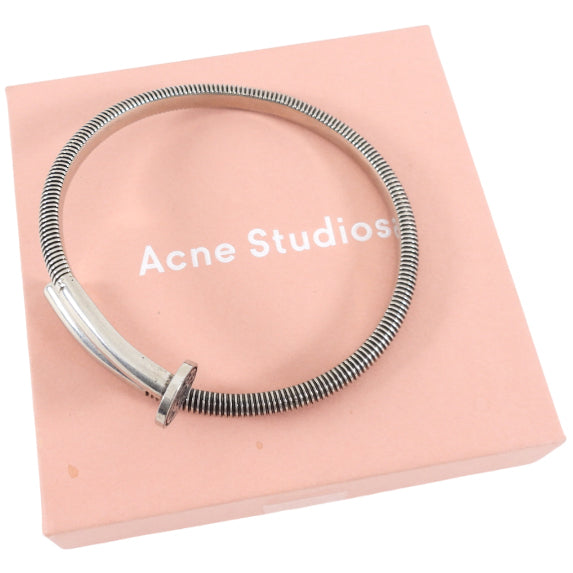Acne Studios Silver-Tone Nail Bangle Bracelet for Women - Minimalist Cuff Jewelry for Everyday Wear & Special Occasions