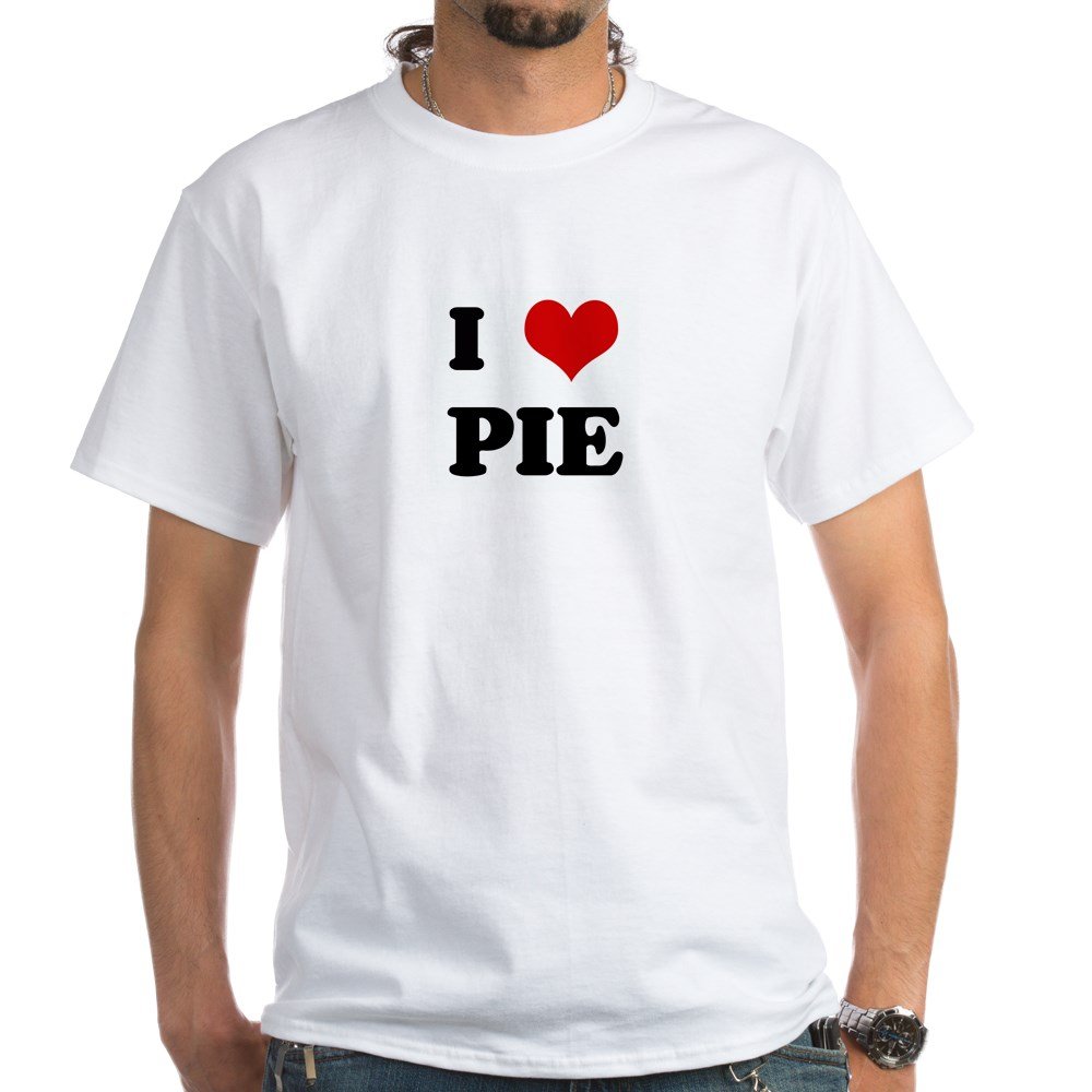 I Love Pie White Cotton T-Shirt for Women & Men - 100% Soft Cotton Casual Tee - Perfect for Baking Enthusiasts & Pie Lovers