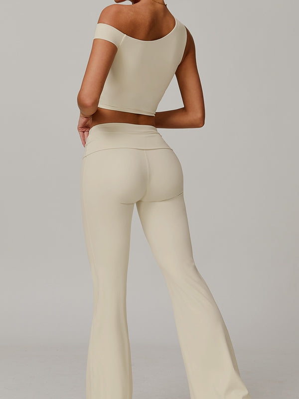 ZASUWA Women's Unique Cutout High Waist Tracksuit Set - Stylish Workout Outfit for Gym, Running & Casual Wear