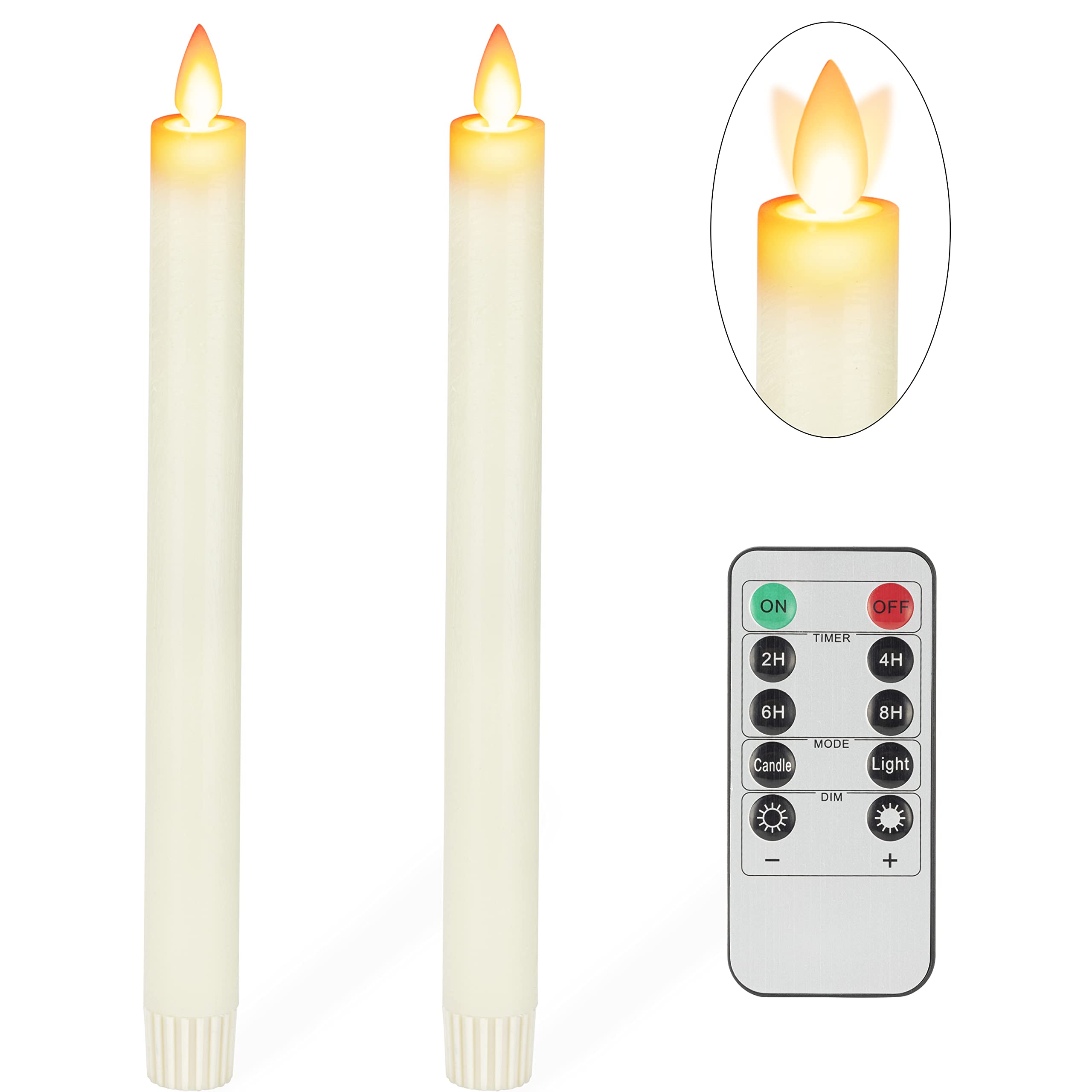 Flameless LED Taper Candles with Moving Wick - 9.6