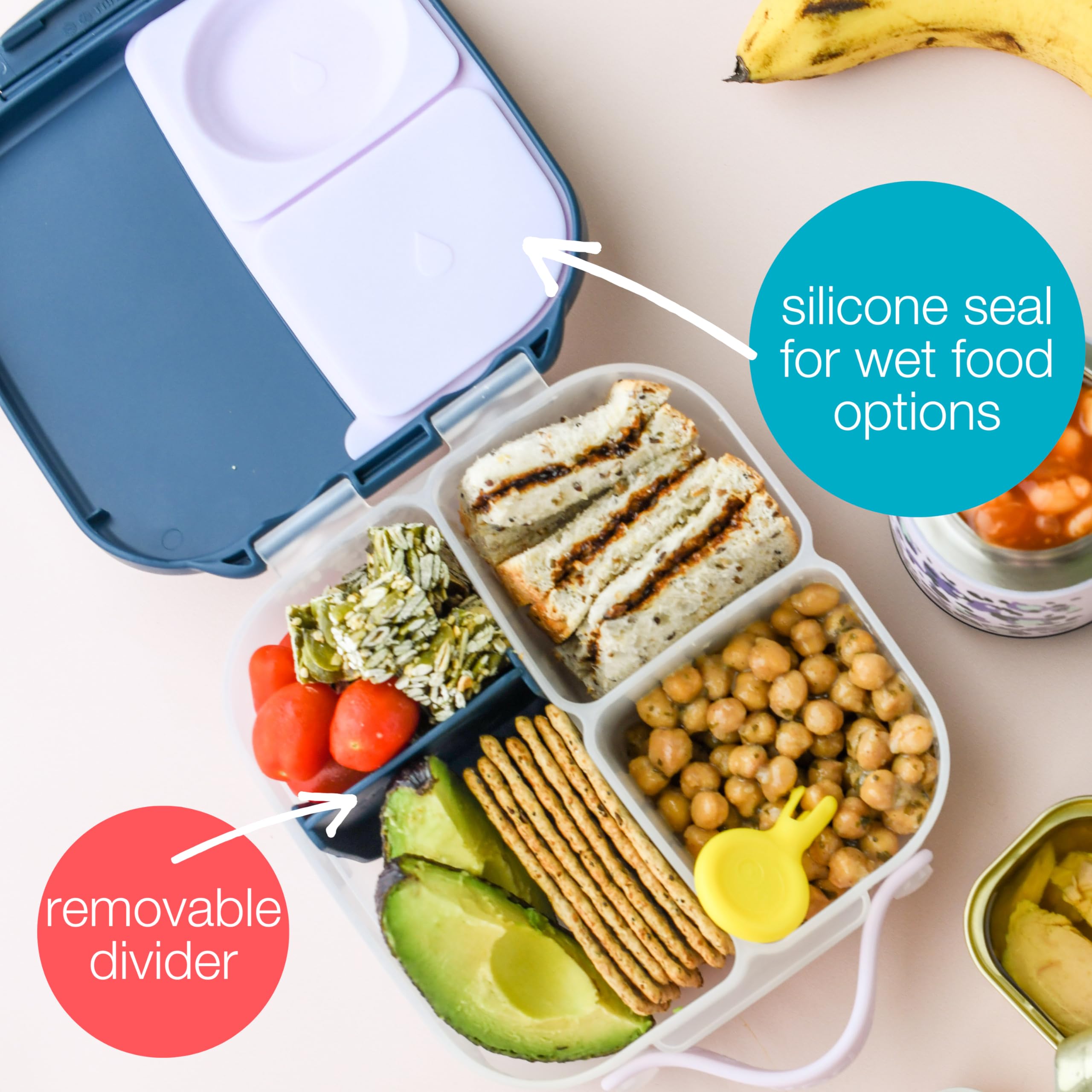 b.box Mini Kids Lunch Box - Lightweight Bento Box with 2 Leak-Proof Compartments | BPA-Free School Lunch Container for Ages 3+ | Perfect for School, Picnics & Travel (Strawberry Shake, 4.25 Cup Capacity)
