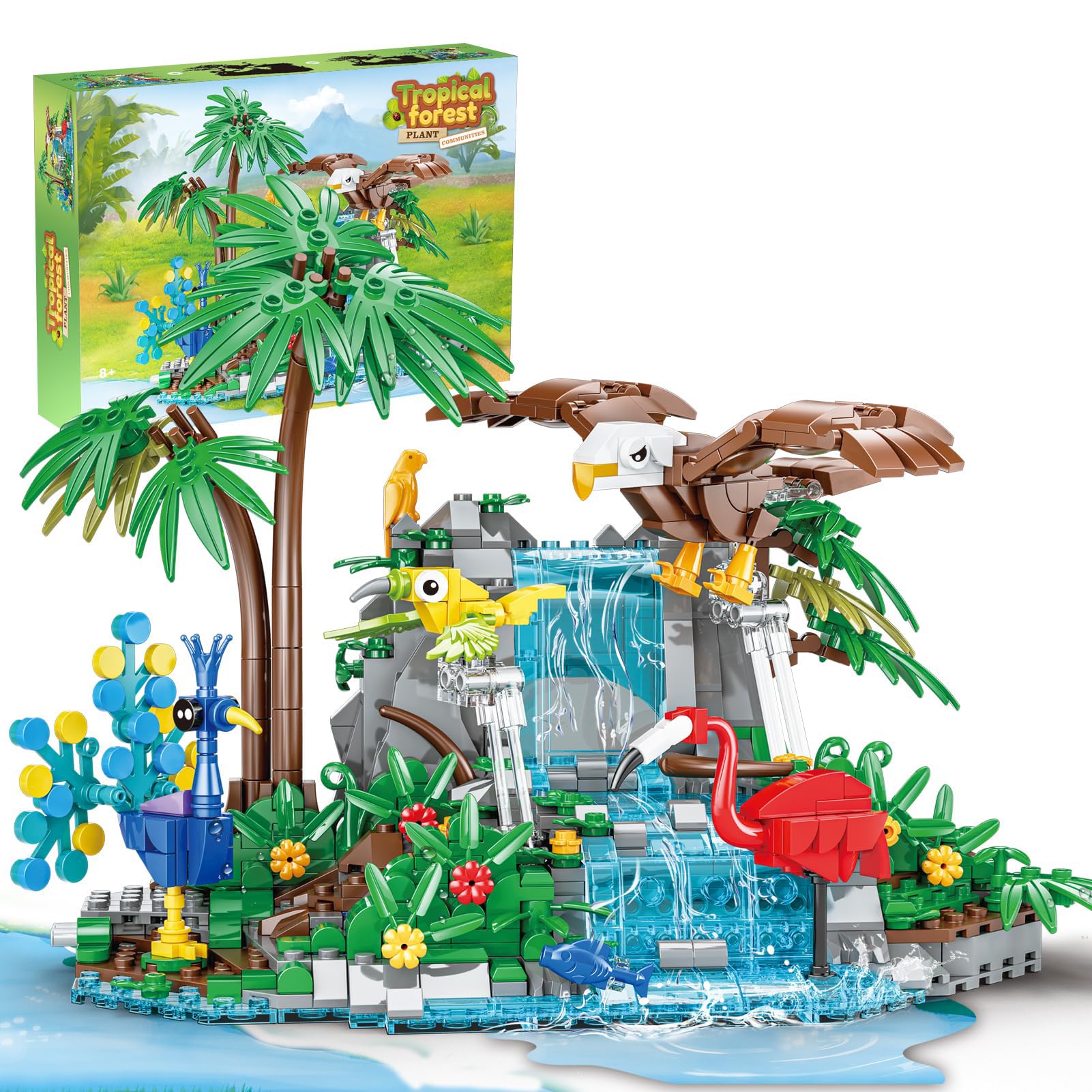 898-Piece Tropical Rainforest Bird & Animal Building Block Set - LEGO-Compatible Construction Toy for Kids Ages 8+ | Creative STEM Educational Gift for Boys & Girls | Perfect for Birthday, Christmas & Home Decoration | Fun Jungle-Themed Playset for Imaginative Building & Room Decor