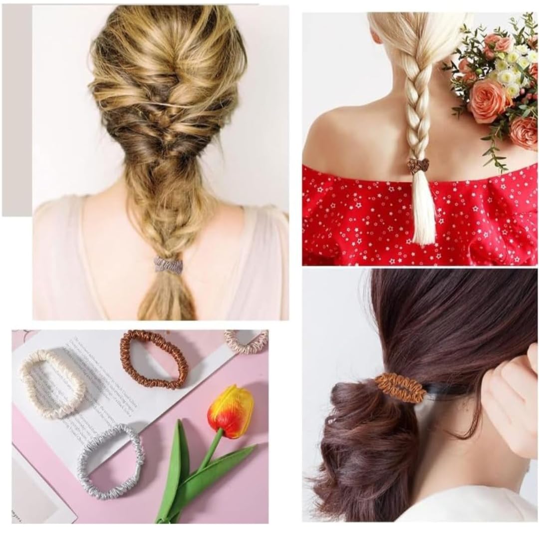 Luxury Satin Scrunchies for Women - 8 Pack Anti Hair Breakage Hair Ties, Slim Ponytail Holders for Thick & Curly Hair - Perfect Gift for Sister, Friend, Mom | No Crease Hair Accessories | Great for Work, Gym, Travel & Everyday Use