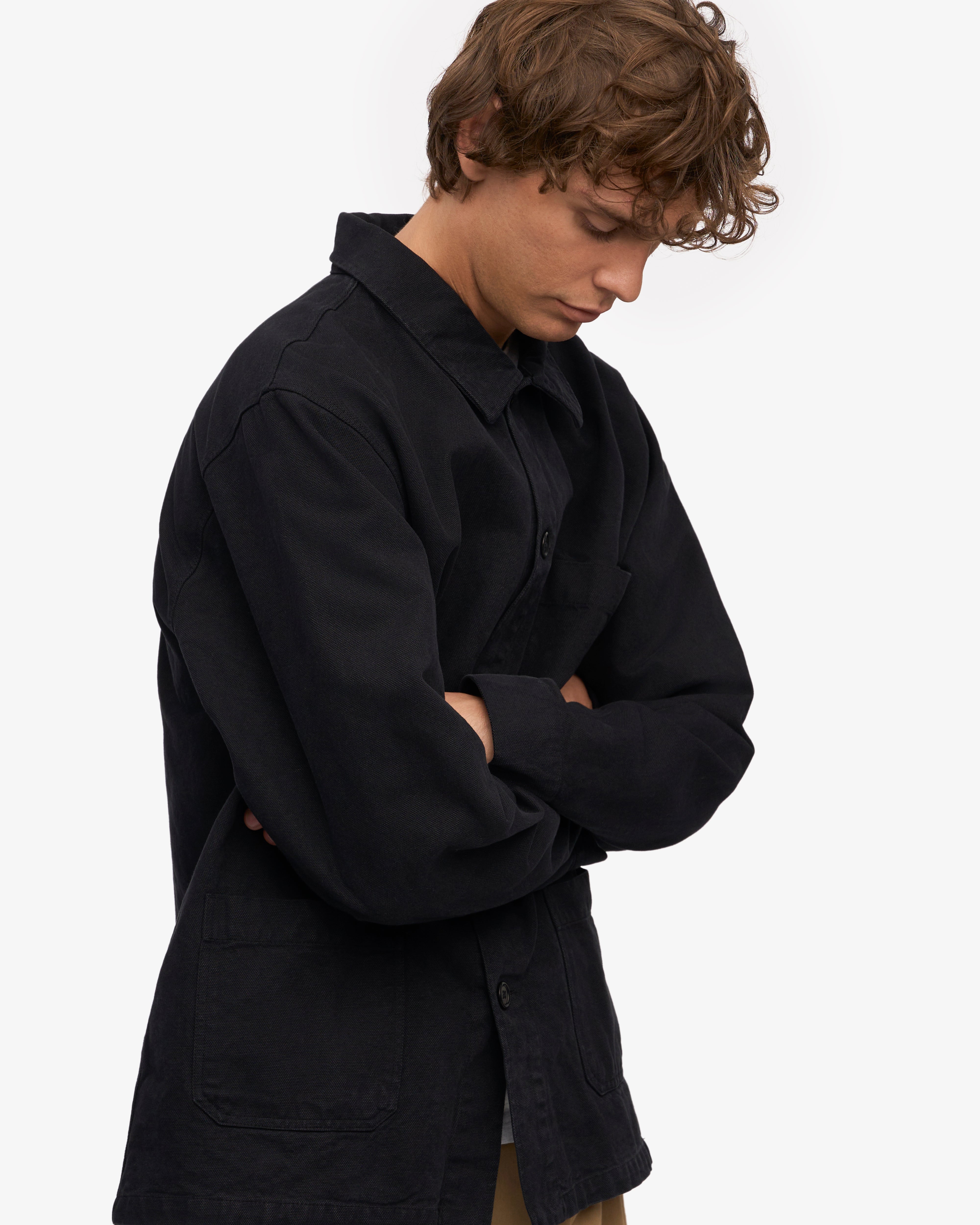 Organic Workwear Jacket for Men & Women - Durable Deep Black Outdoor Jacket - Perfect for Construction, Hiking & Casual Wear