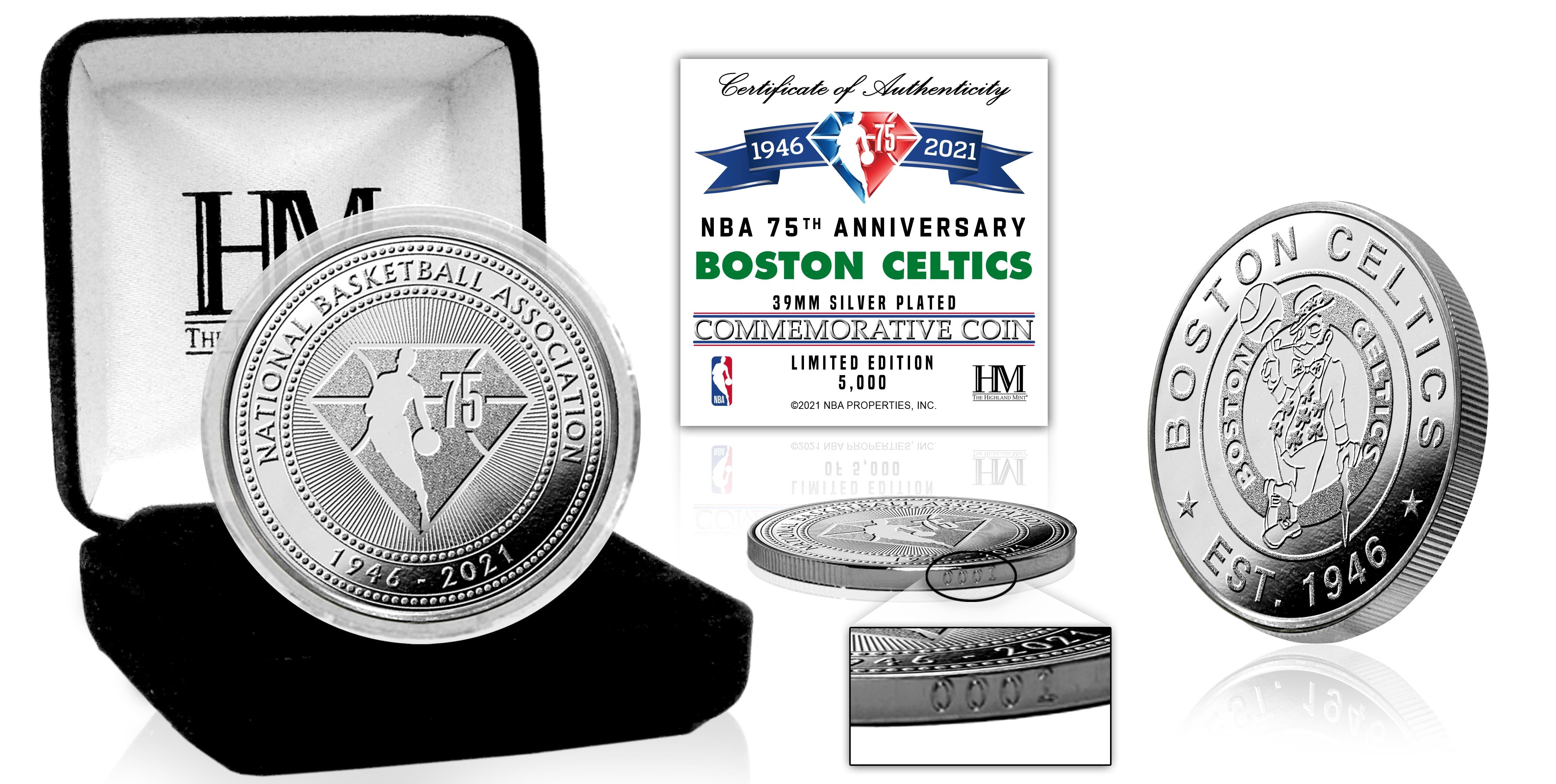 Boston Celtics NBA 75th Anniversary Commemorative Silver Coin - Limited Edition Collectible for Basketball Fans - Perfect for Display, Gifting, and Sports Memorabilia Collections