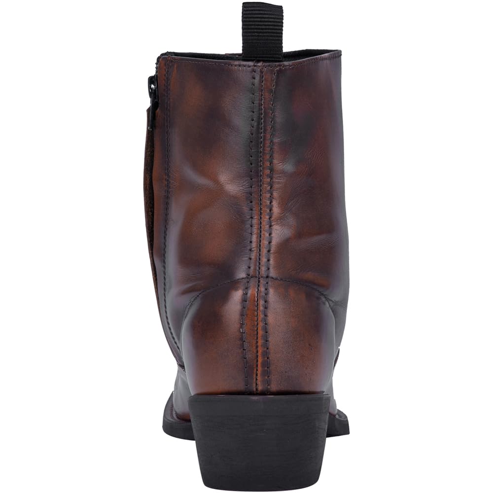Laredo Men's Fletcher Pointed Toe Casual Ankle Boots - Brown Leather Western Style for Everyday Wear & Outdoor Activities