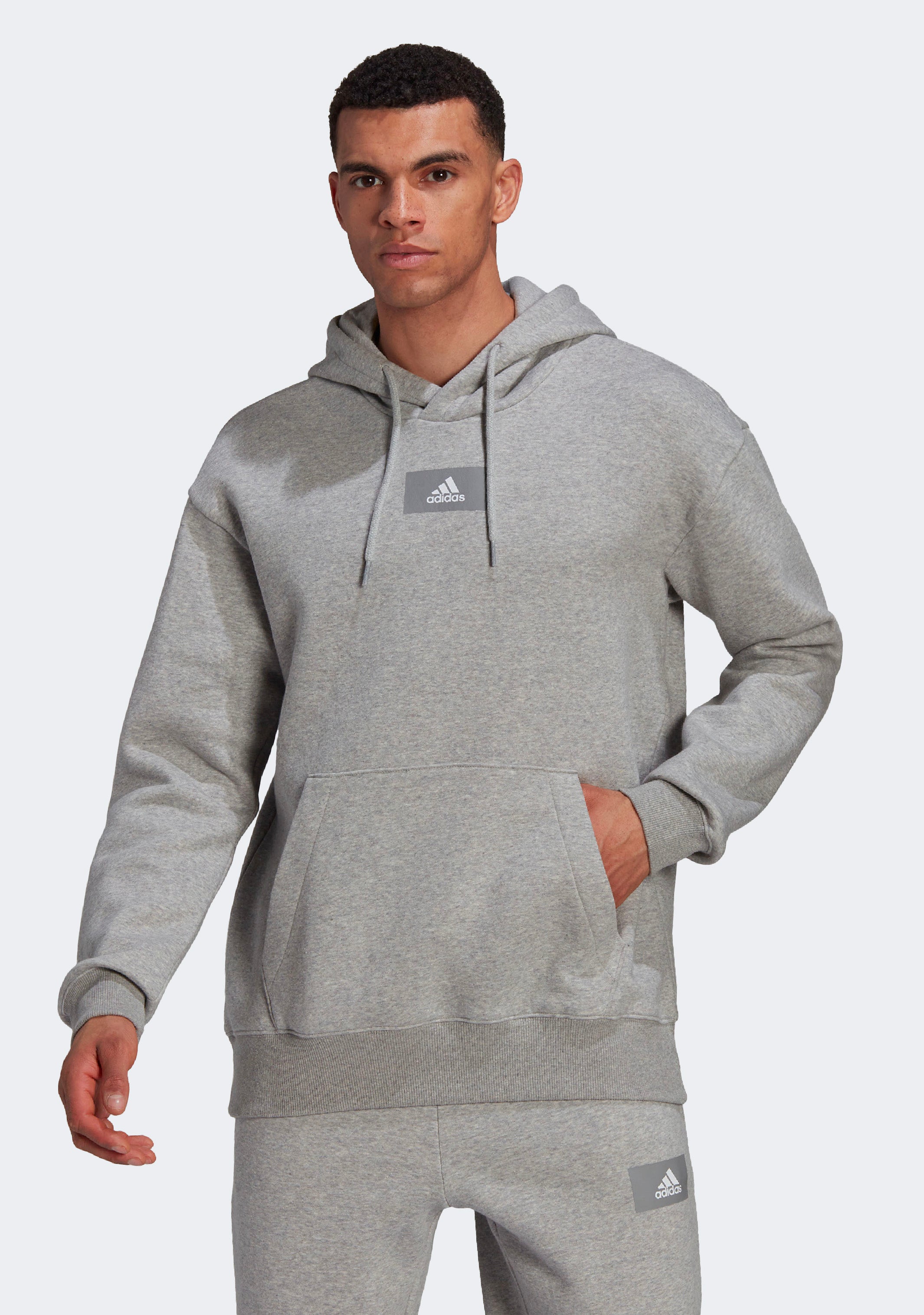 Adidas Men's Essentials Feelvivid Cotton Fleece Drop Shoulder Hoodie - Soft & Comfortable Pullover for Casual Wear, Gym, and Outdoor Activities