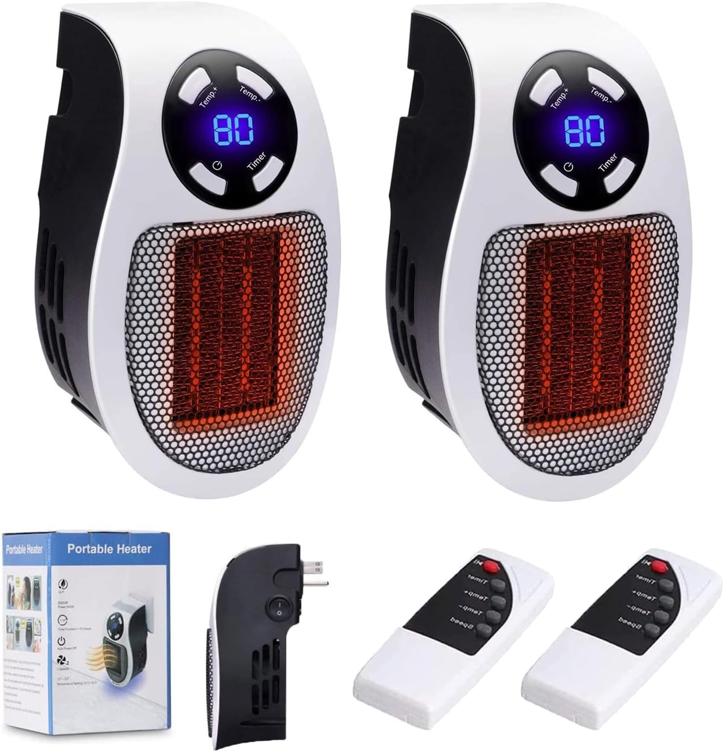 Elon Musk Ultra Air Heater - Adjustable Thermostat, Timer & LED Display - Quiet Portable Space Heater for Home, Office, Bedroom - Energy Efficient Personal Heater (2 Pack, White) - Perfect for Winter Warmth & Small Room Heating