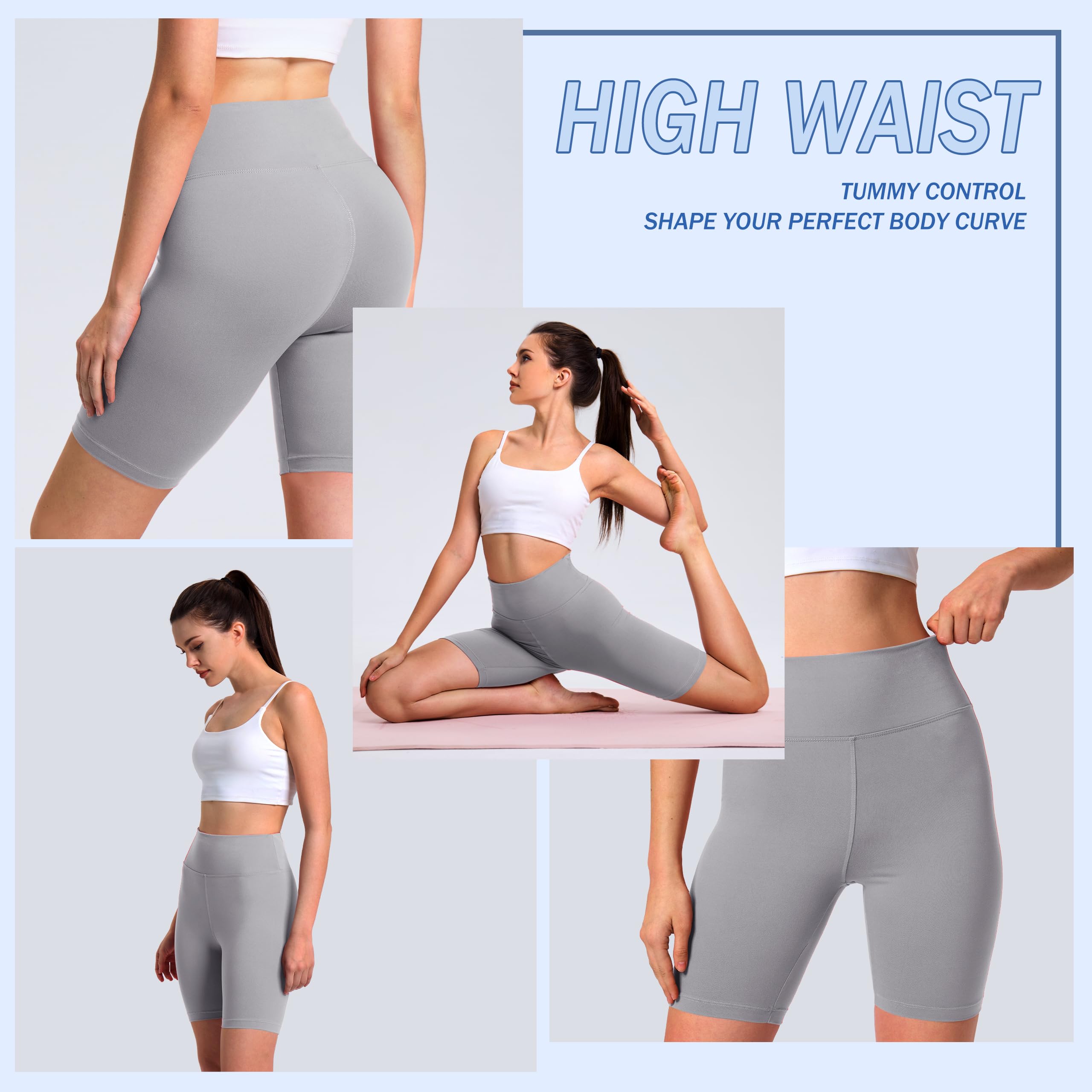 VALANDY Women's High Waisted Biker Shorts - 8