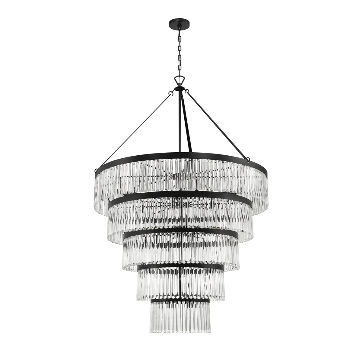 Emilie Crystal Waterfall 5-Tier Chandelier with 30 Lights - 48W Modern Ceiling Light Fixture for Dining Room, Living Room, and Bedroom Decor