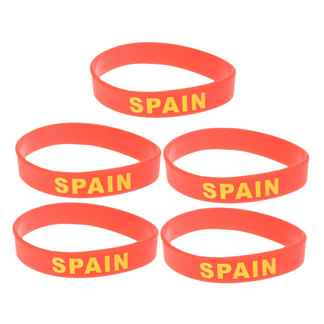 SUPVOX 2 Pack Spain Flag Silicone Wristbands - Stretchable Rubber Bracelets for Men & Women - Perfect for Fitness, Yoga, Gym, Sports Fans & Supporters - Great Gift Idea (5 Pieces per Pack x 2 Sets) - Ideal for Game Day, Team Spirit, Workouts & Everyday Wear