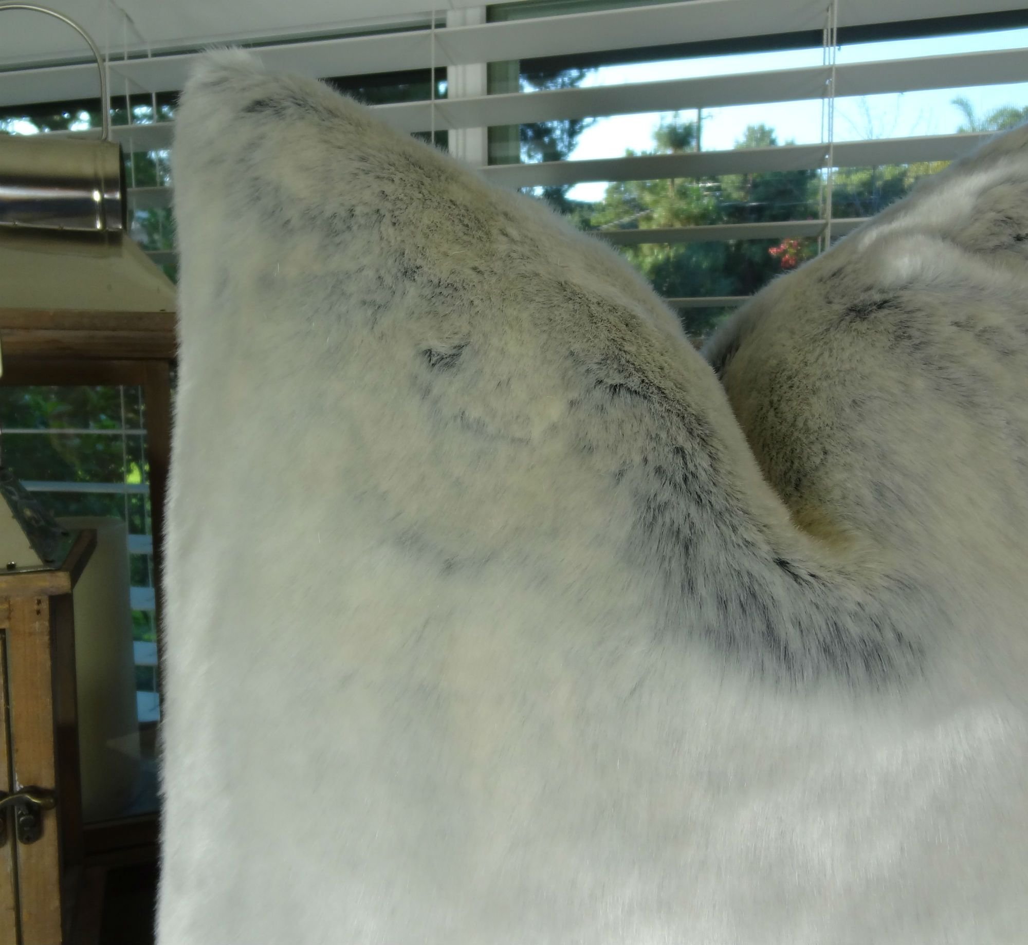 Luxury Ice Blue & White Faux Fur Throw Pillow - Soft Chinchilla-Style Pillow Cover with Blue Undertones - Made in USA - Perfect for Sofa, Bedroom Decor & Cozy Home Accents