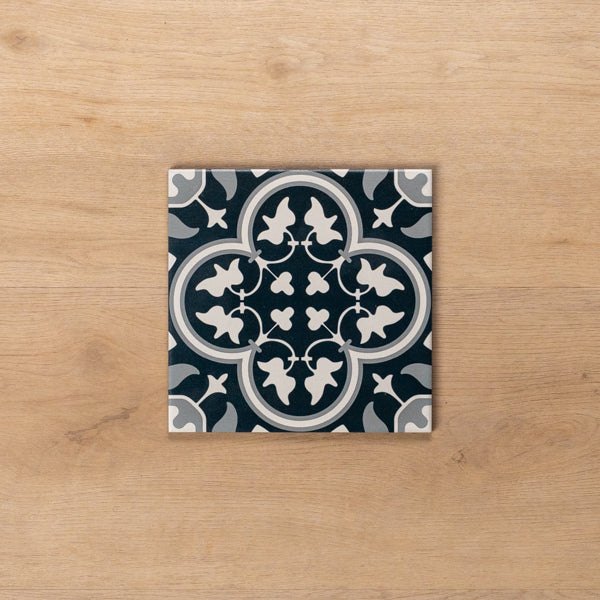 Airlie Dark Blue Matt Cushioned Edge Porcelain Tile 200x200mm (8x8 Inch) - Non-Slip Bathroom & Kitchen Flooring, Durable Ceramic Wall Tiles for Shower Backsplash and Home Decor