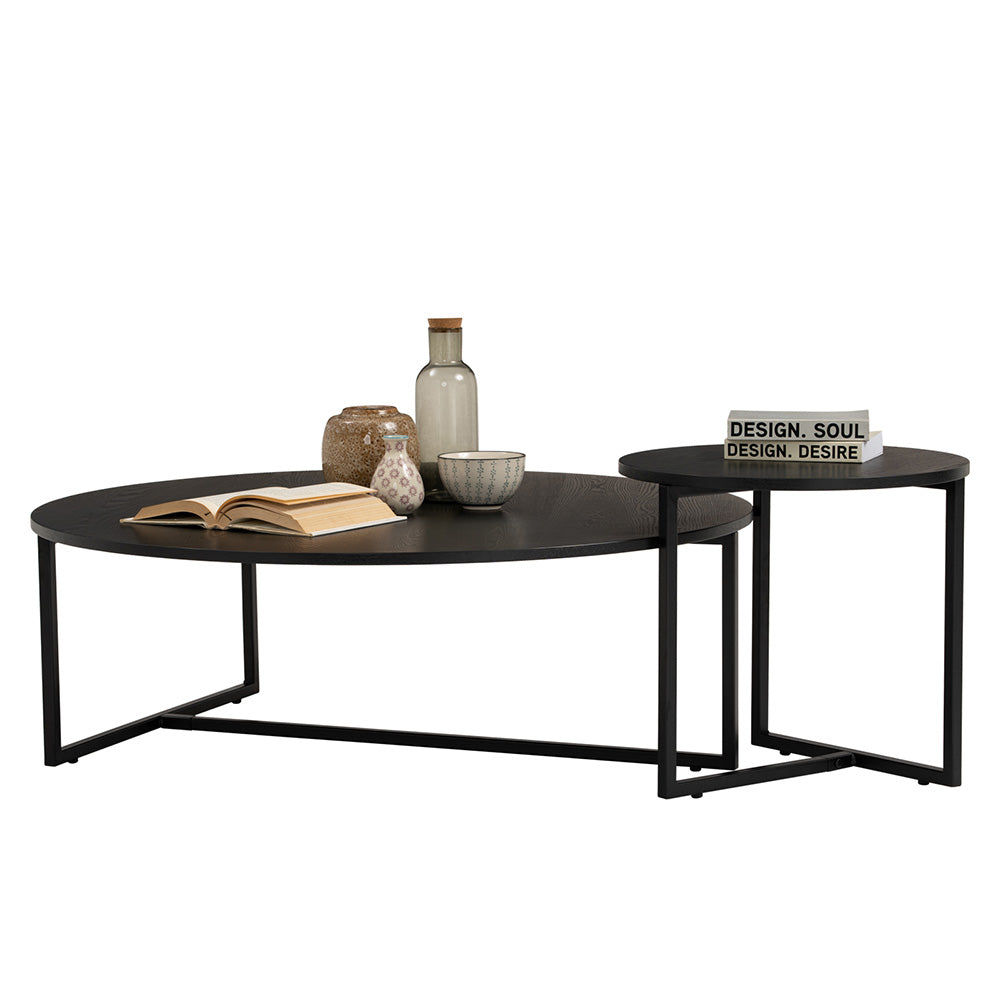 Round Coffee Table 100cm - Modern Black Wooden Living Room Table for Small Spaces | Perfect for Apartments, Studios & Cozy Home Decor
