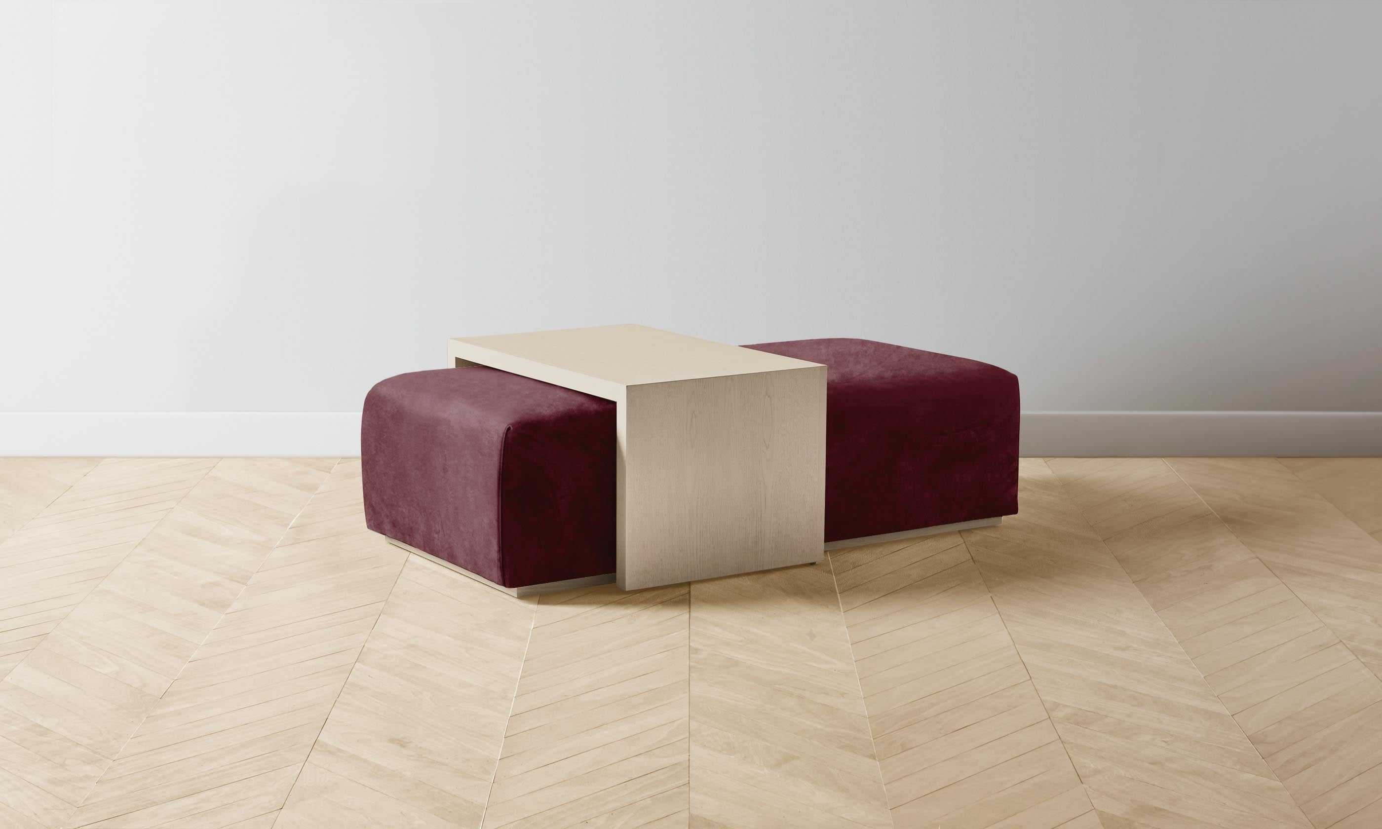 The Bowery Ottoman - Performance Velvet Merlot Upholstered Footrest & Accent Chair for Living Room, Bedroom, or Office