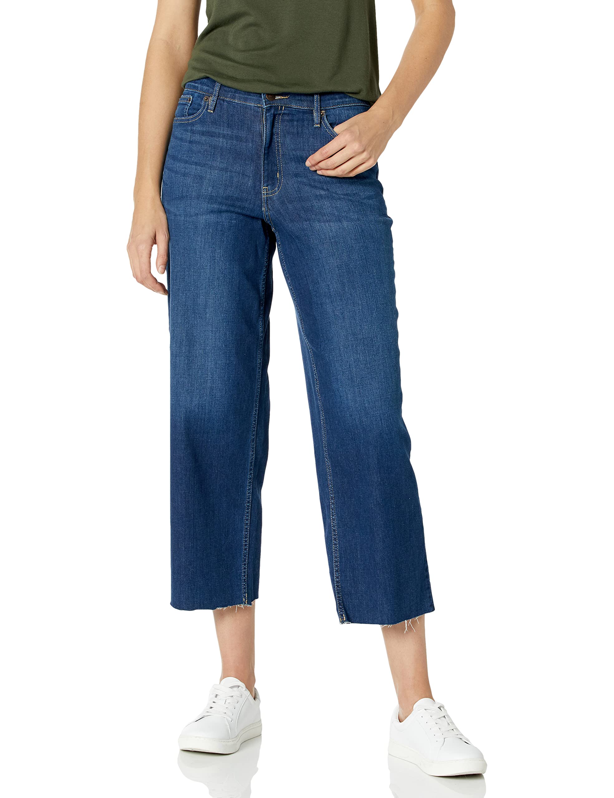 Calvin Klein Women's Plus Size High Rise Wide Leg Jeans - Comfortable Stretch Denim Pants for Casual Wear & Everyday Outfits