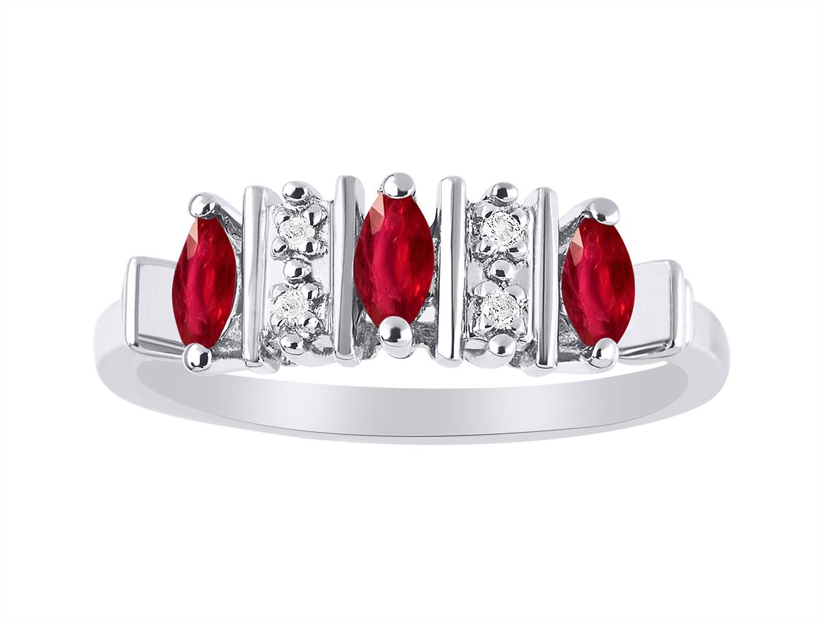 RYLOS Sterling Silver 3 Stone Diamond & Gemstone Ring for Women - Classic Elegant Jewelry in Sizes 5-10 | Perfect for Weddings, Anniversaries & Special Occasions