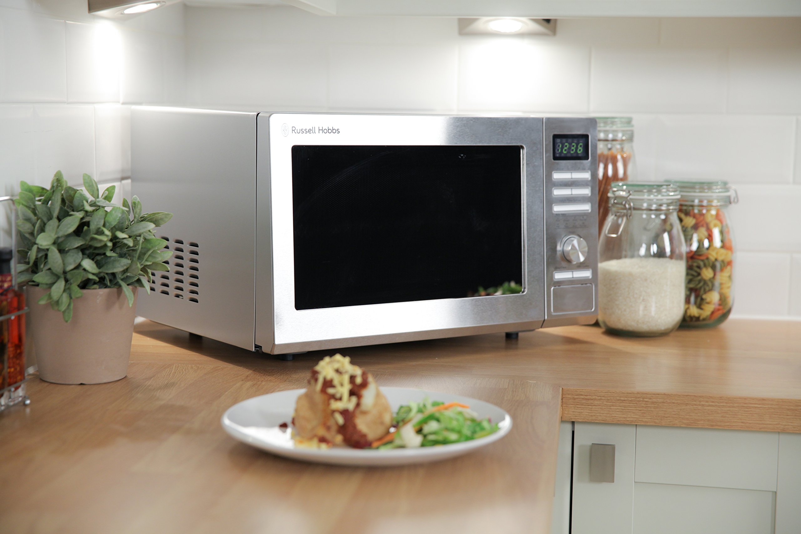 Russell Hobbs RHM2563 25L Digital 900W Solo Microwave Oven in Stainless Steel - Perfect for Small Kitchens, Dorms & Office Break Rooms