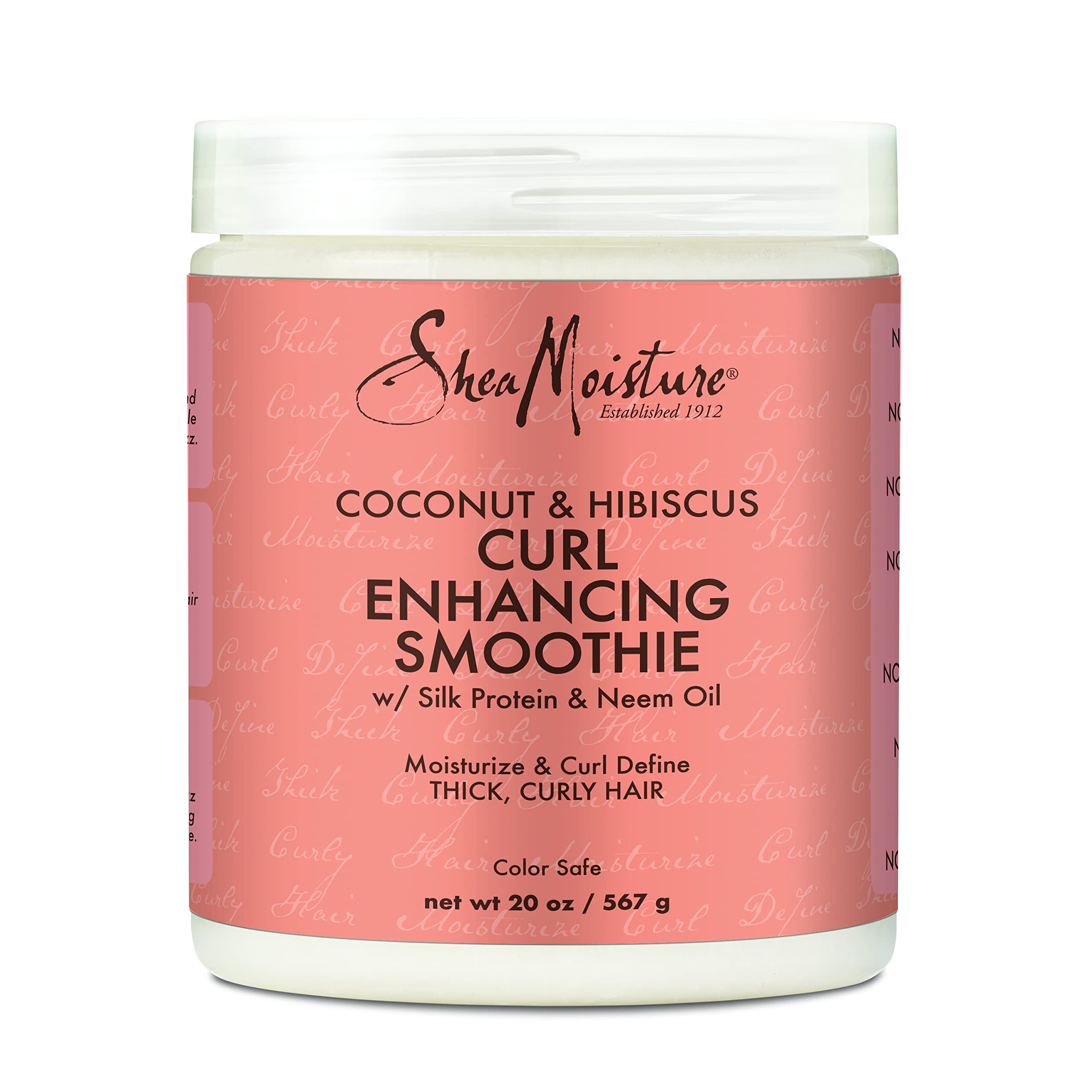 SheaMoisture Coconut & Hibiscus Curl Enhancing Smoothie for Thick, Curly Hair - Sulfate Free, Paraben Free Hair Cream - 20 oz - Perfect for Daily Curl Definition & Hydration