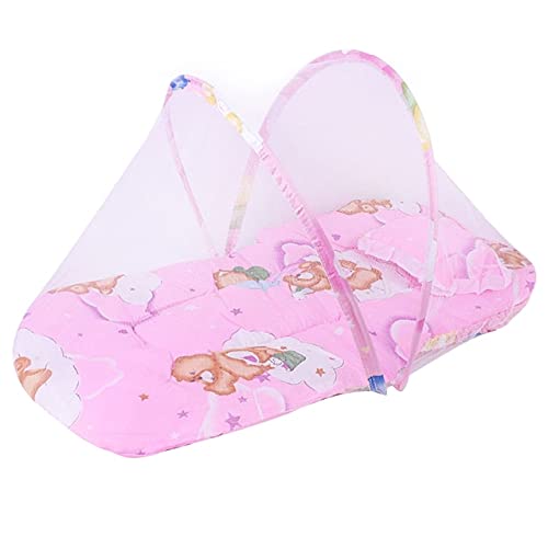 Portable Folding Baby Crib Mosquito Net with Mattress & Pillow - Lightweight Travel Bed Tent for Infants & Toddlers - Perfect for Nursery, Travel, and Outdoor Use