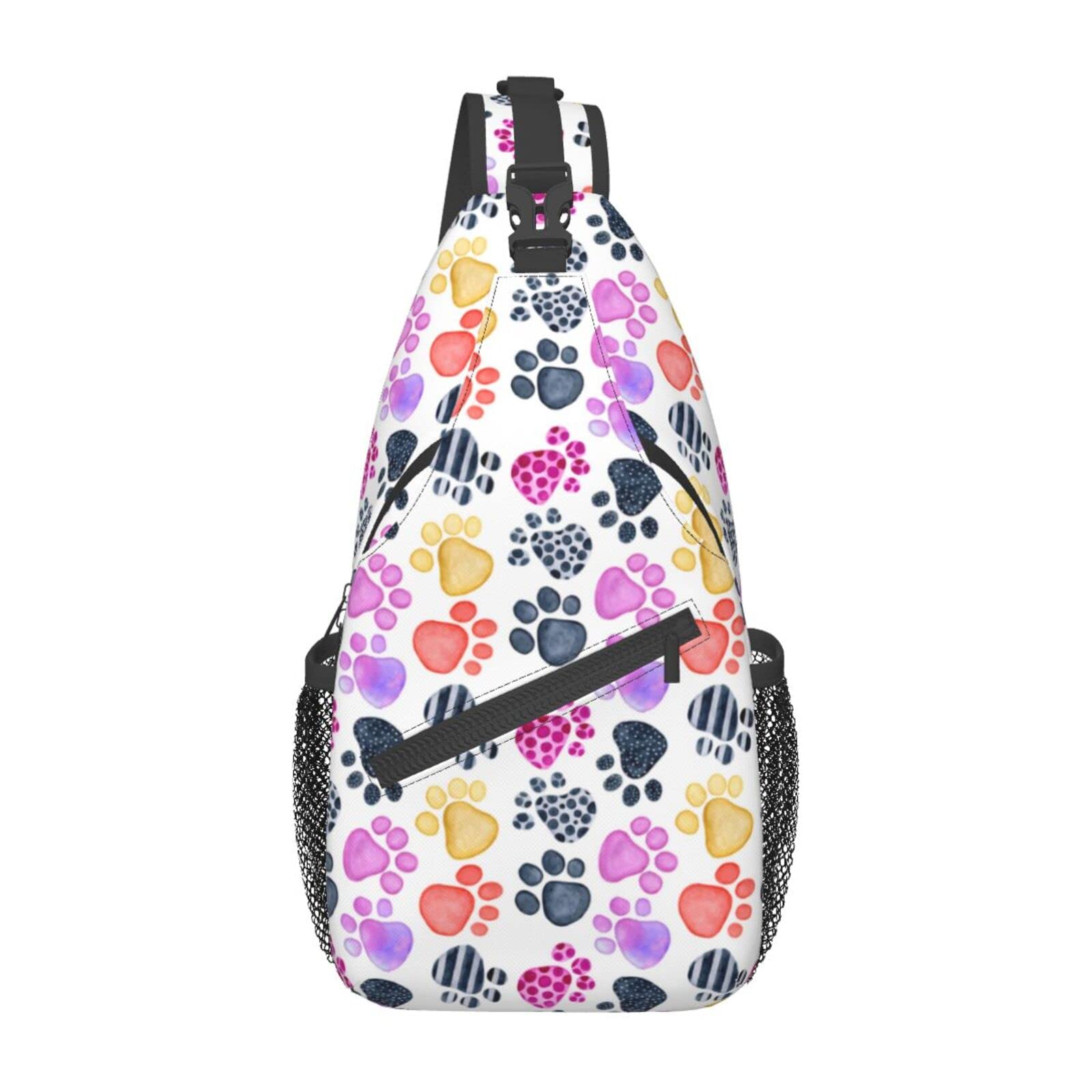 Stylish Watercolor Dog Paw Print Crossbody Sling Backpack - Seamless Animal Footprint Design for Travel, Hiking & Daily Use - Unisex Shoulder Bag for Women & Men - Perfect for Outdoor Adventures, Commuting & Casual Outings