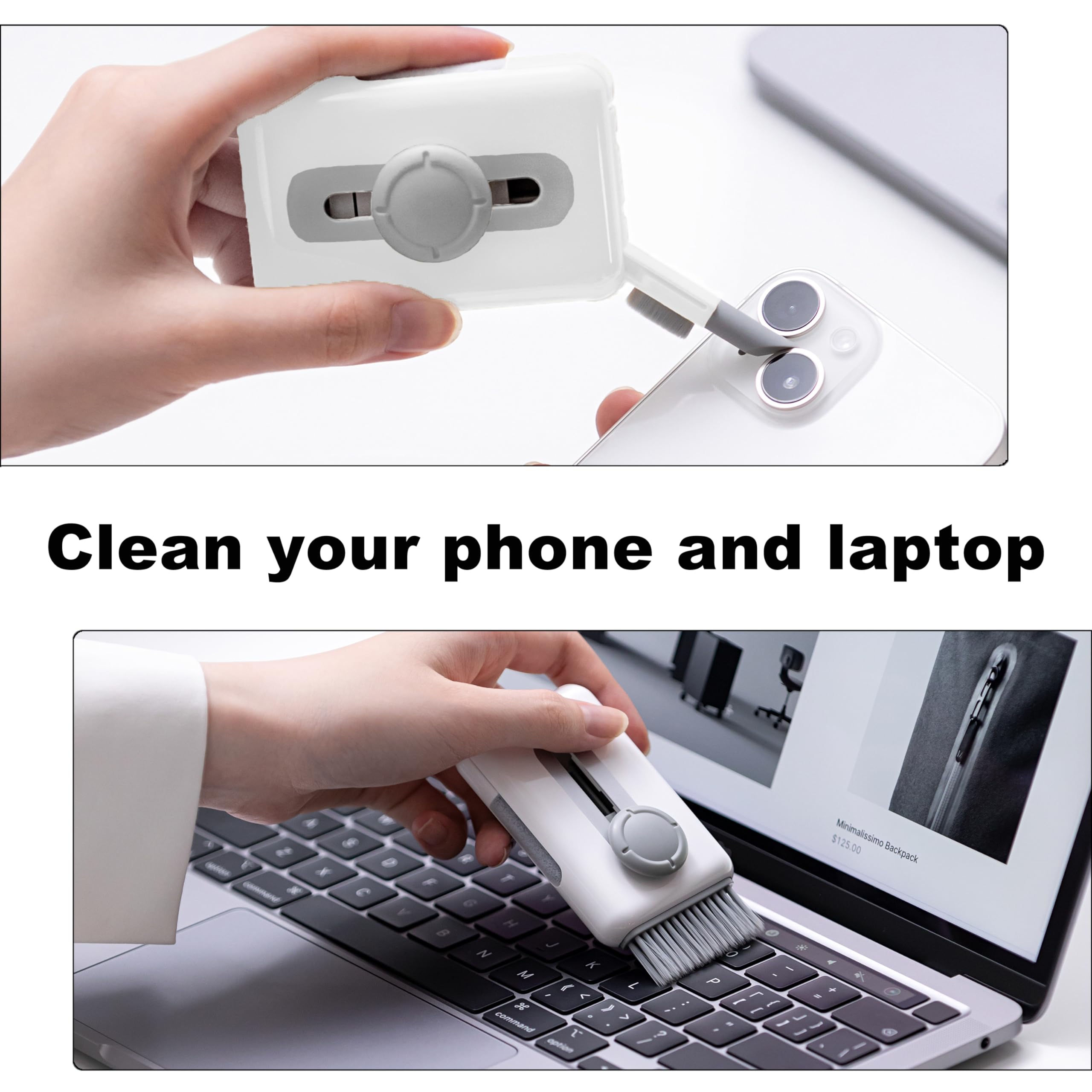 AirPods Cleaner Kit, Keyboard & Screen Cleaning Kit for Laptop, MacBook, iPhone, Tablet - Includes Microfiber Cloth - Perfect for Electronics, Earphones & Smart Devices (White)