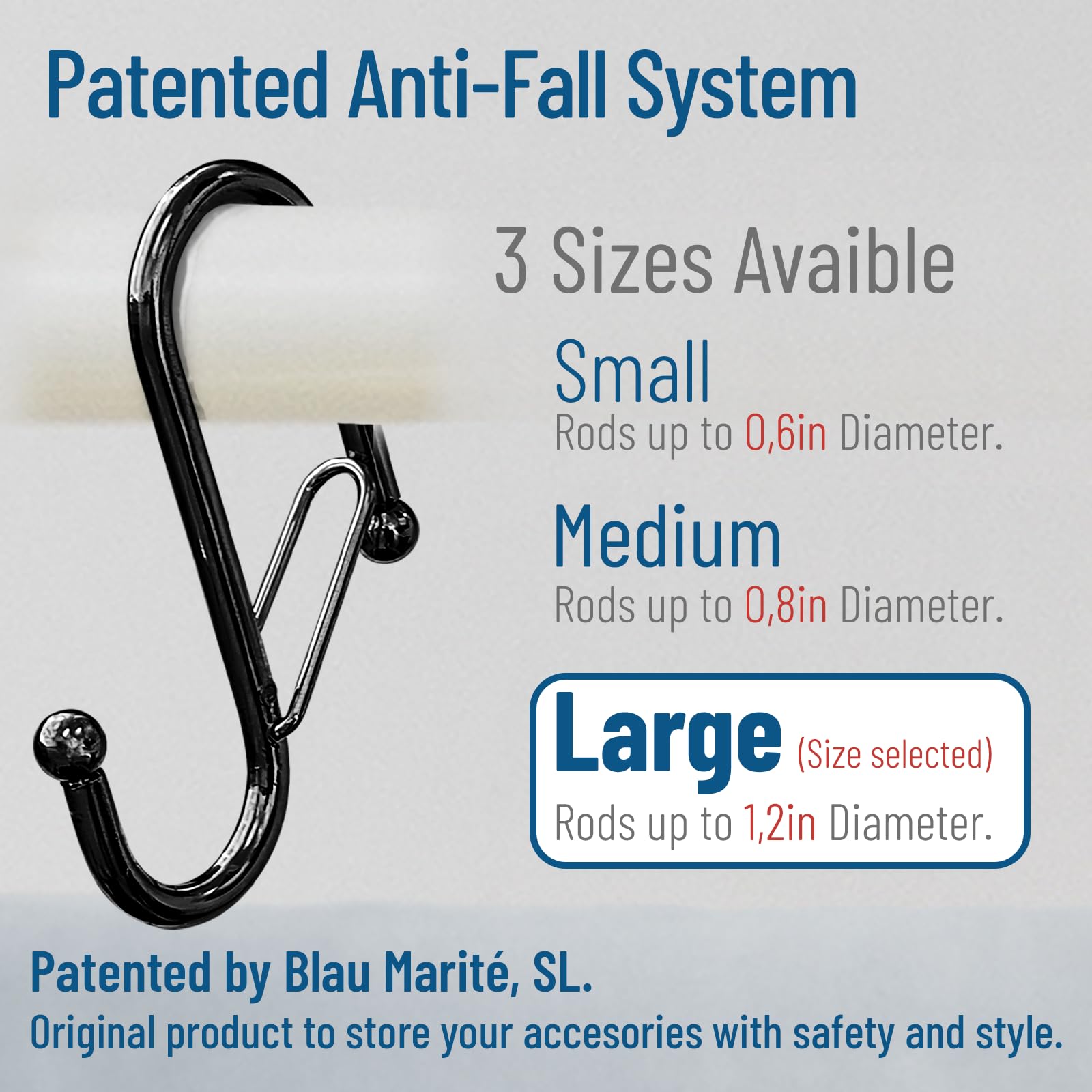 6-Pack Heavy-Duty Black Metal S Hooks for Hanging - 1.2 Inch Capacity Anti-Drop S-Shaped Hooks with Safety Lock - Perfect for Closet Organization, Wardrobe Storage & Home Decor - Ideal for Hanging Plants, Towels, Clothes and Kitchen Utensils