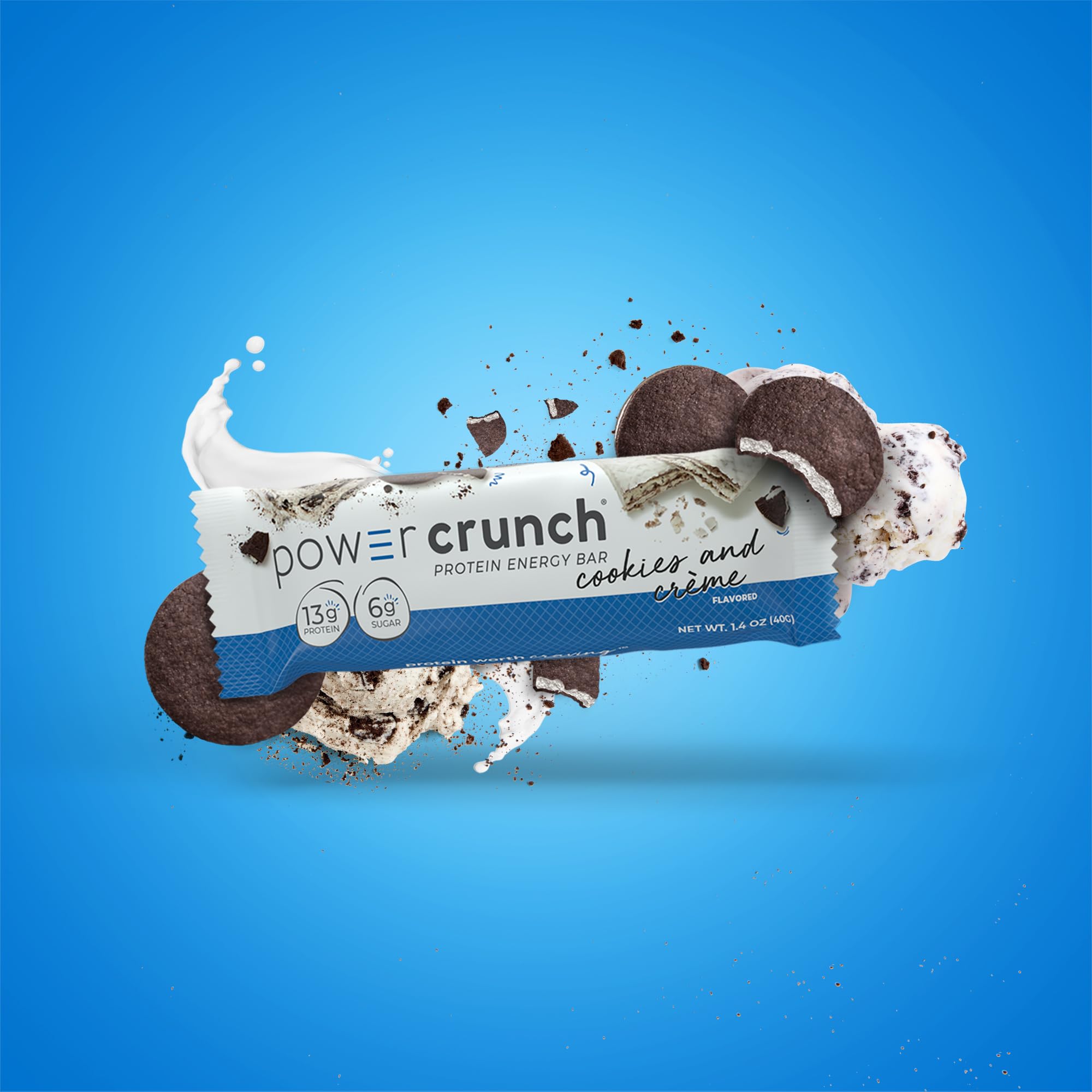 Power Crunch Protein Bars - High Protein Snacks with Delicious Cookies & Crème Flavor, 1.4oz (12 Pack) | Ideal for Gym Workouts, Hiking & Healthy On-the-Go Nutrition
