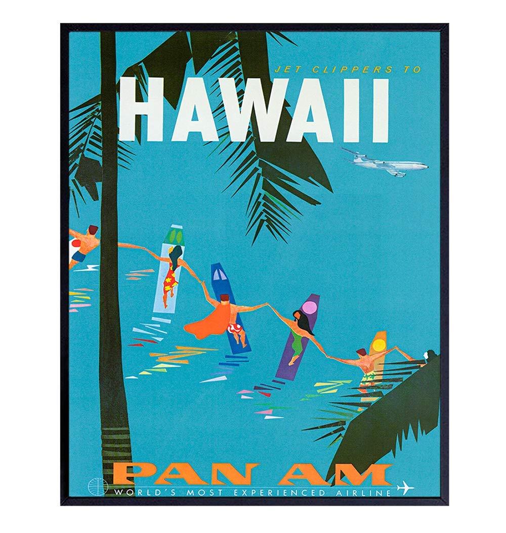 Hawaii Travel Poster Wall Art Print - Tropical Hawaiian Home Decor for Beach House, Bedroom, Bathroom & Living Room - Perfect Gift Idea - 8x10 Unframed Photo - Ideal for Vacation Vibes, Coastal Decor & Tropical Theme Rooms