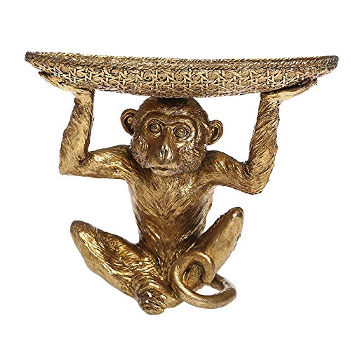 Stylish Resin Monkey Fruit Tray with Gold Finish - Decorative Bowl for Snacks, Jewelry & Keys - Perfect for Living Room, Kitchen & Party Decor