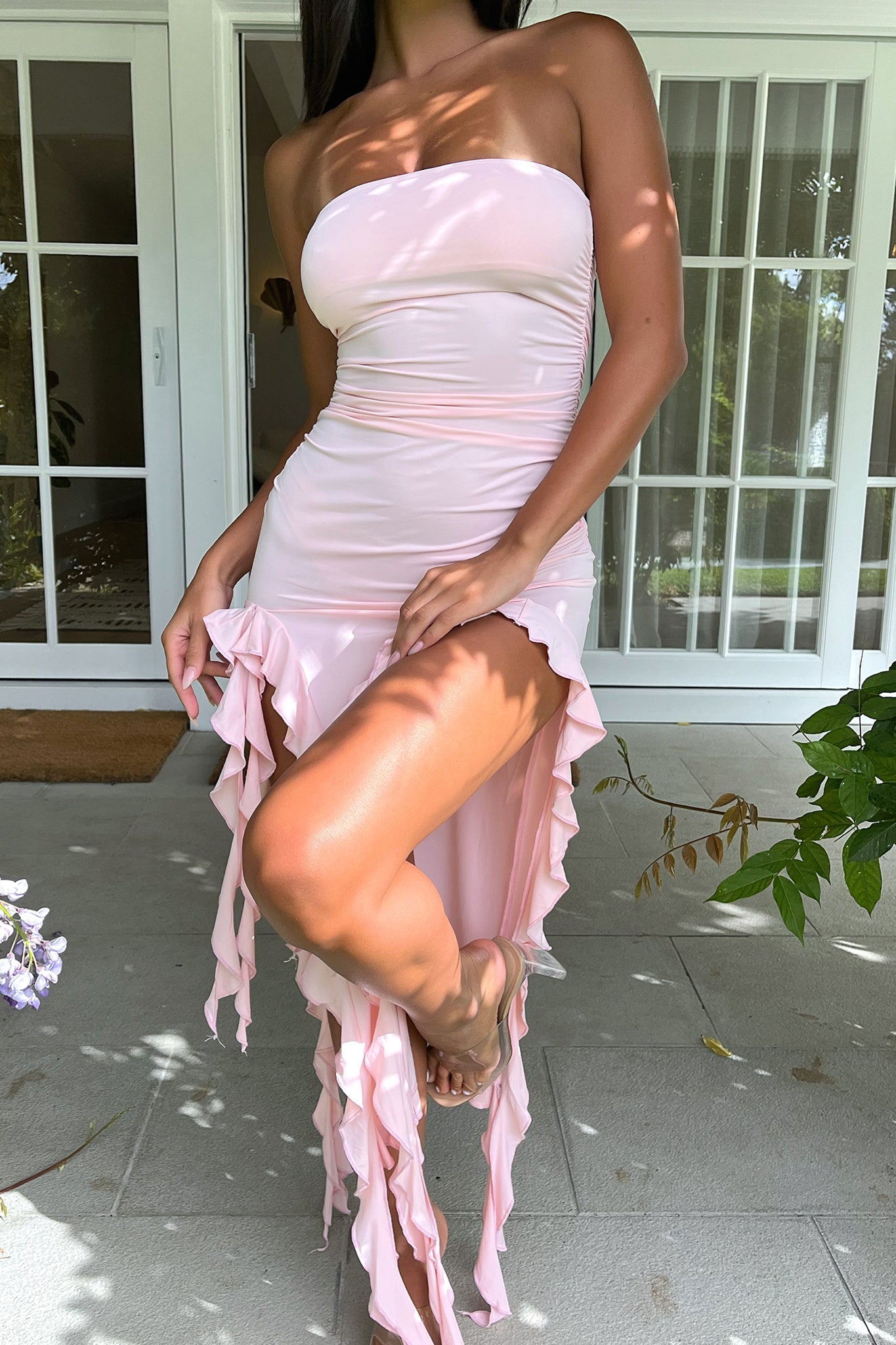 Lioness Rendezvous Strapless Dress in Blush - Elegant Evening Gown for Cocktail Parties, Date Nights & Special Occasions