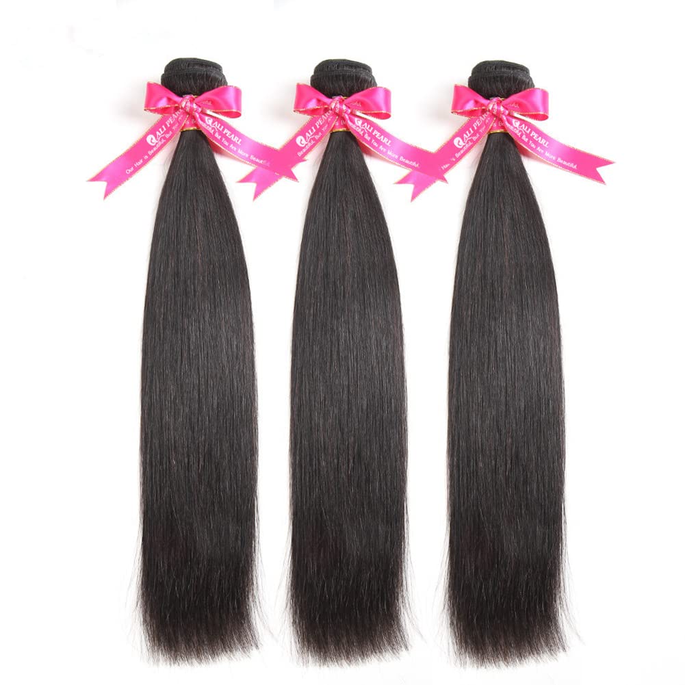 Brazilian Straight Virgin Human Hair Extensions - 3 Bundles Unprocessed 100% Remy Hair (12