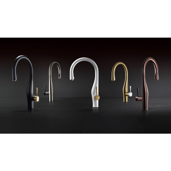 Hamat IMPD 1000 GWM Dual Function Pull Down Kitchen Faucet - Matte Gold & Matte White Finish - Ideal for Modern Farmhouse & Contemporary Kitchen Renovations