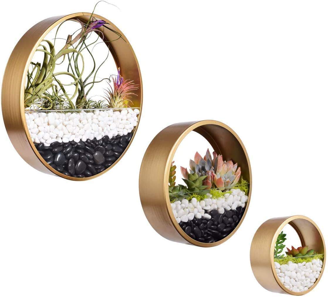 Ecosides Gold Metal Wall Mounted Planter - 8