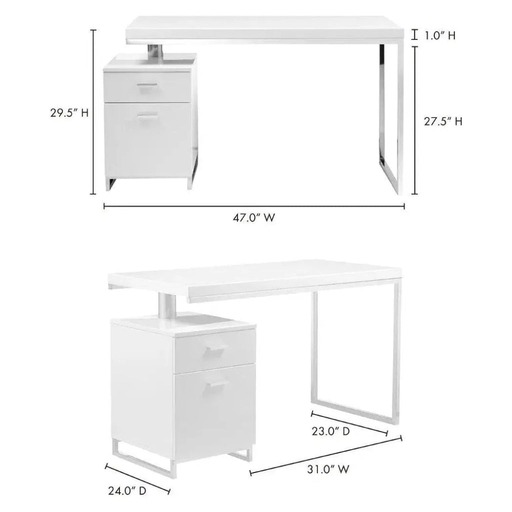 51 Inch White Modern Executive Desk - Home Office & Business Workstation for Professionals & Remote Workers