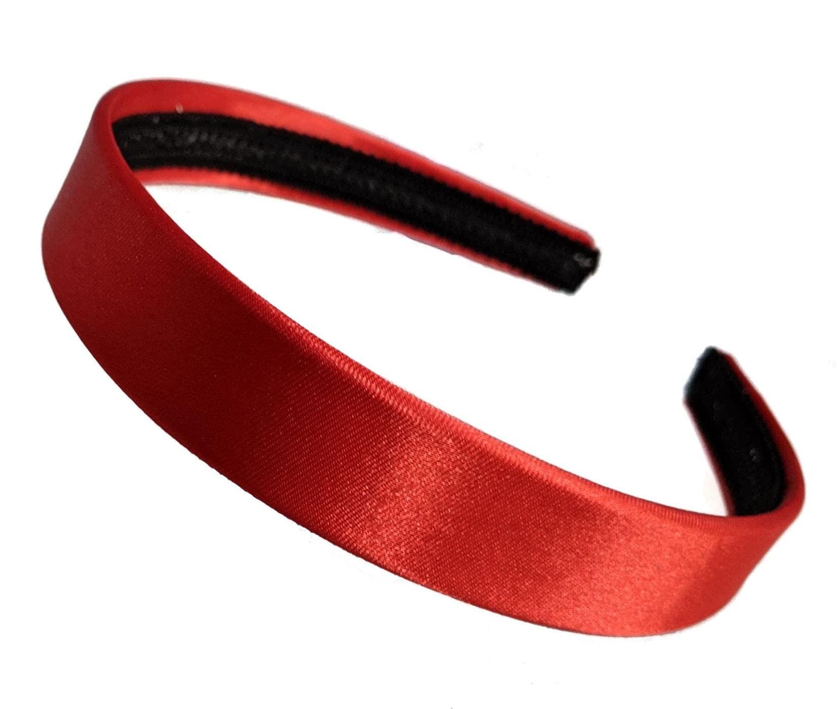 Glitz4Girlz 2cm Satin Plastic Alice Headband for Girls - No Teeth Hair Band in Red - Perfect for School, Parties & Cosplay