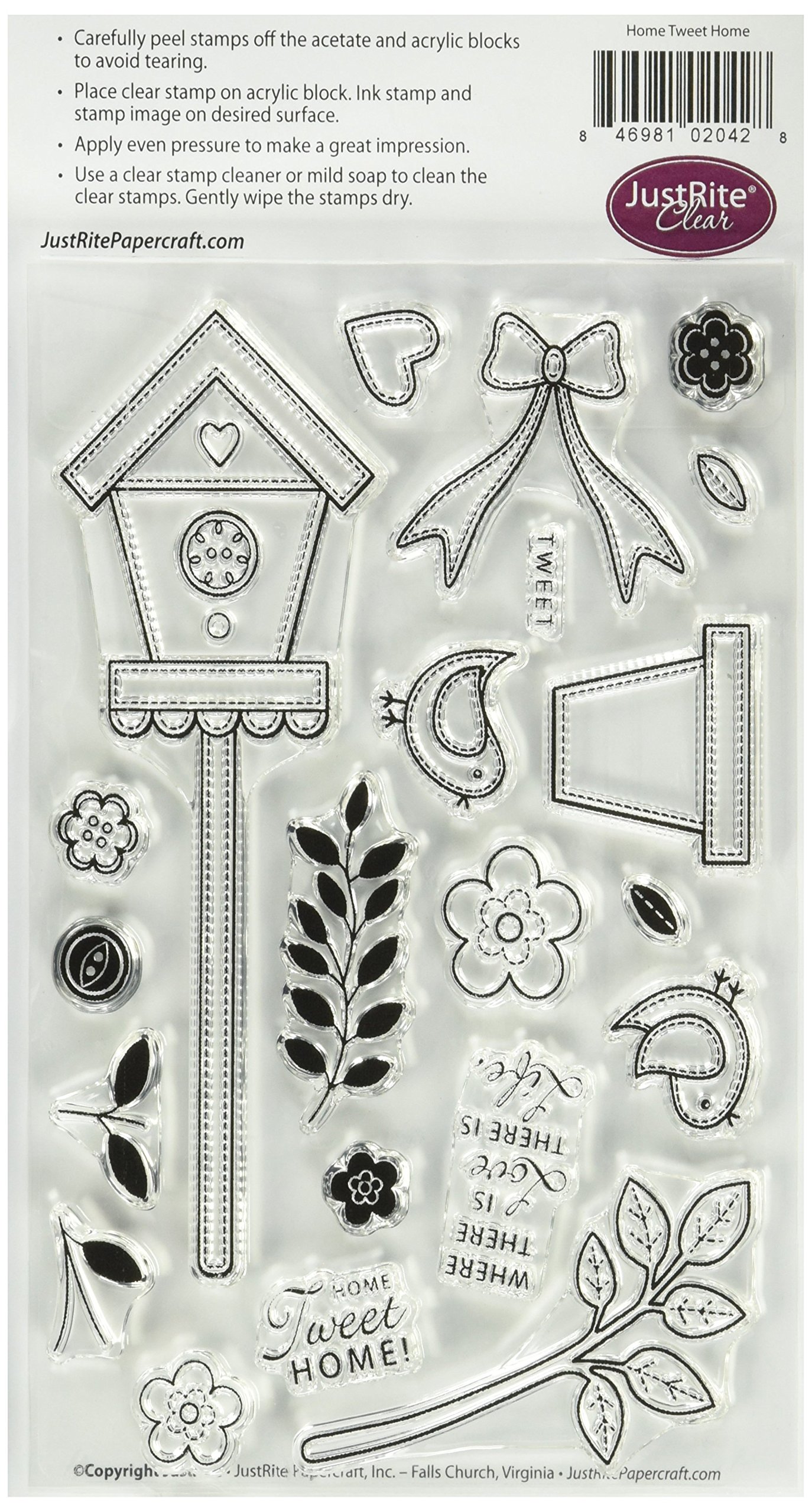 Justrite Clear Stamp Set 4x6 Inch - Home Tweet Home - Perfect for Scrapbooking, Card Making & DIY Crafts