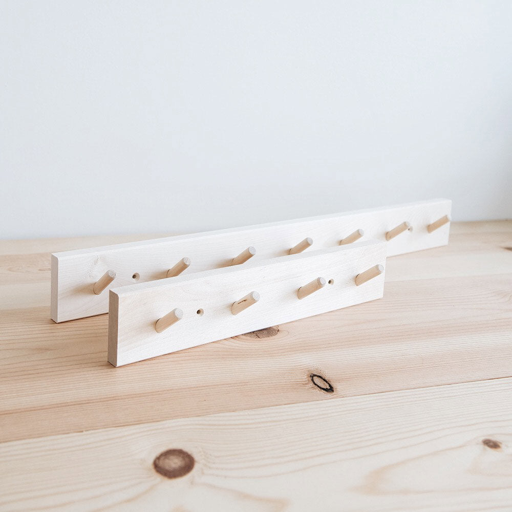 Birch Wooden Peg Rail with 7 Hooks - Wall Mounted Coat Rack for Entryway, Bedroom & Bathroom Organization
