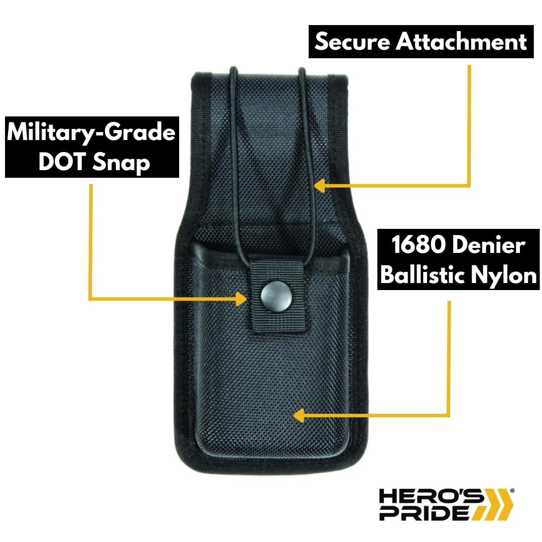 Hero's Pride Molded Ballistic Deluxe Radio Holder - Secure Nylon Duty Belt Holster for Police Radios | 180-Degree Swivel & Universal Fit (2.5