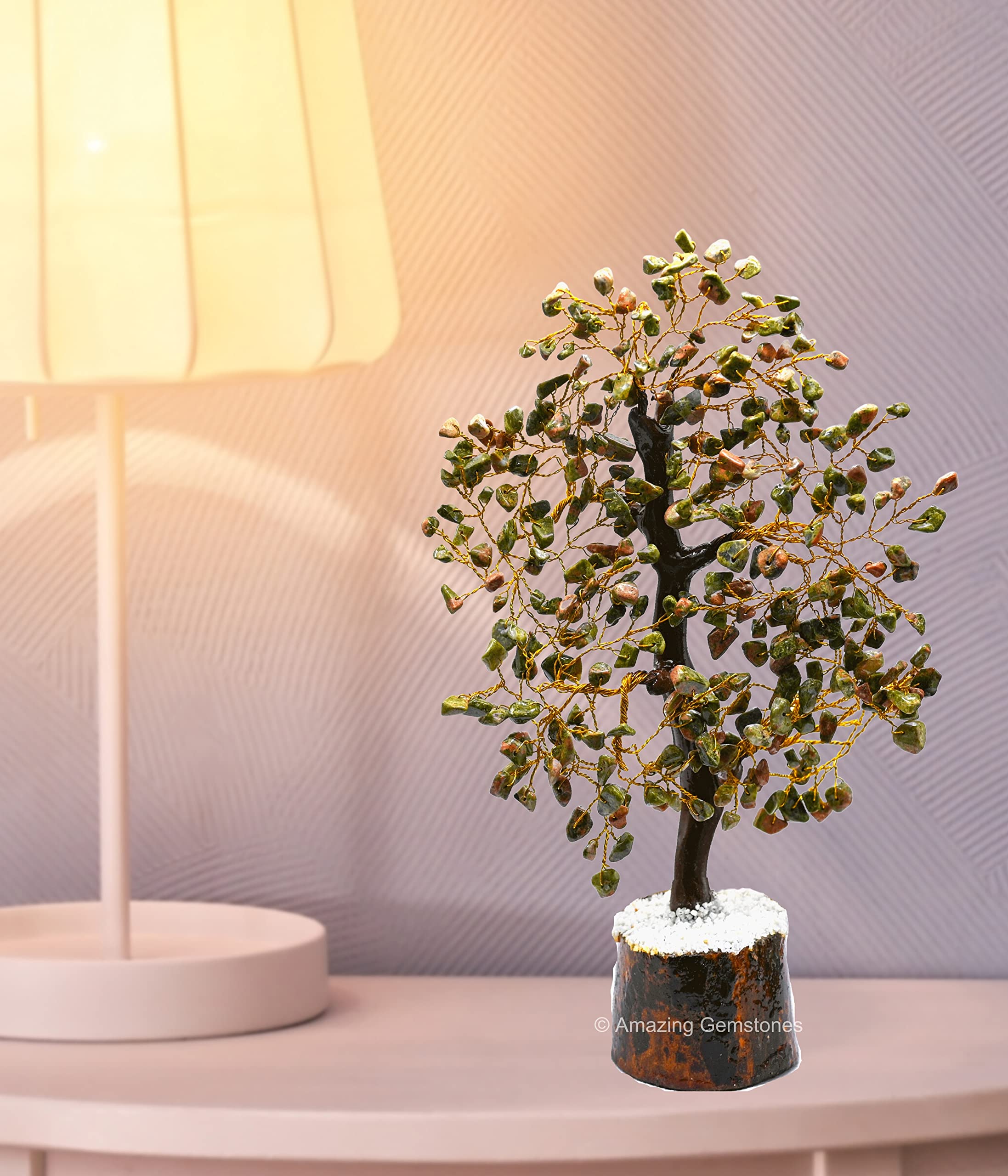 Premium Unakite Gemstone Crystal Bonsai Tree - Natural Healing Stone for Feng Shui, Wealth & Positive Energy | Home & Office Decor (10-12 Inch, Gift Box Ready) - Perfect for Meditation Spaces, Work Desks & Spiritual Gifts