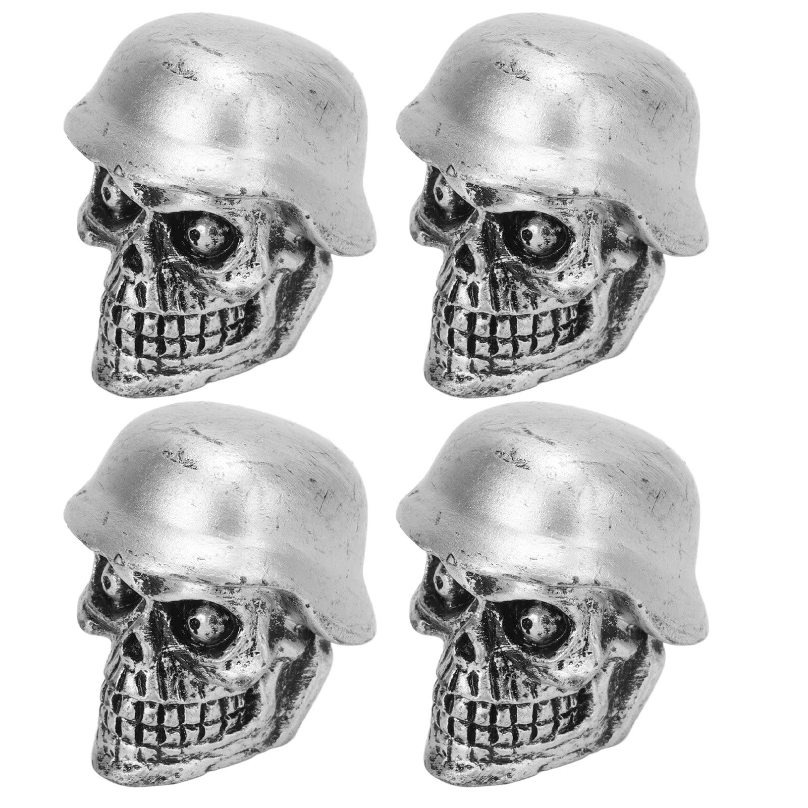 Universal Silver Skull Tire Valve Stem Caps - Durable Anti-Oxidation Air Cover for Cars, Bikes, SUVs, Trucks & Motorcycles - Stylish Helmet Design for Enhanced Vehicle Appearance & Tire Protection