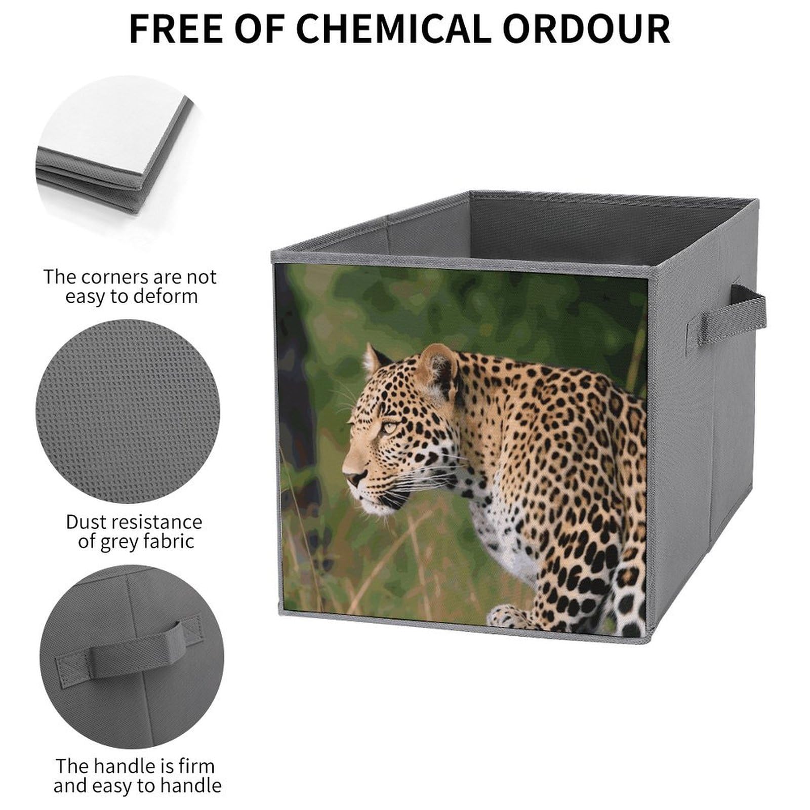 6-Piece Collapsible Storage Bins - African Leopard Print Foldable Storage Boxes with Handles for Home Organization, Closet, Shelves & Pantry | Space-Saving Household Storage Solution for Toys, Clothes & Kitchen Supplies