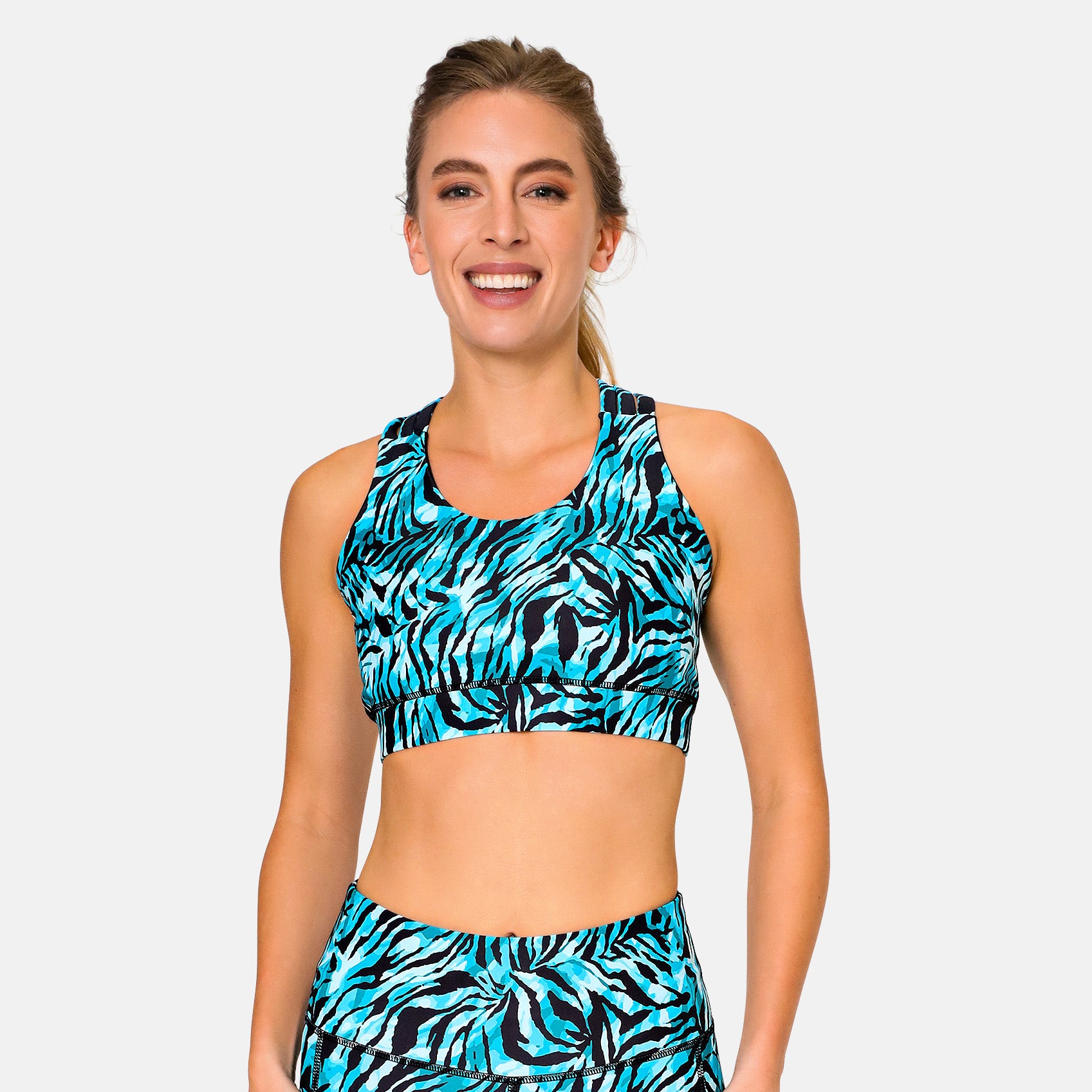 Tiger Mint Cross Back Sports Bra - Women's Workout & Yoga Support Top for Running, Gym & Activewear