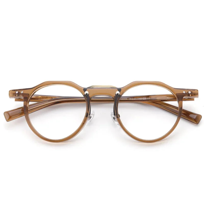 Stylish Aror Unisex Full Rim Flat Top Oval Double Bridge Acetate & Titanium Eyeglasses 56498 - Perfect for Work, Reading, and Fashion Accessories